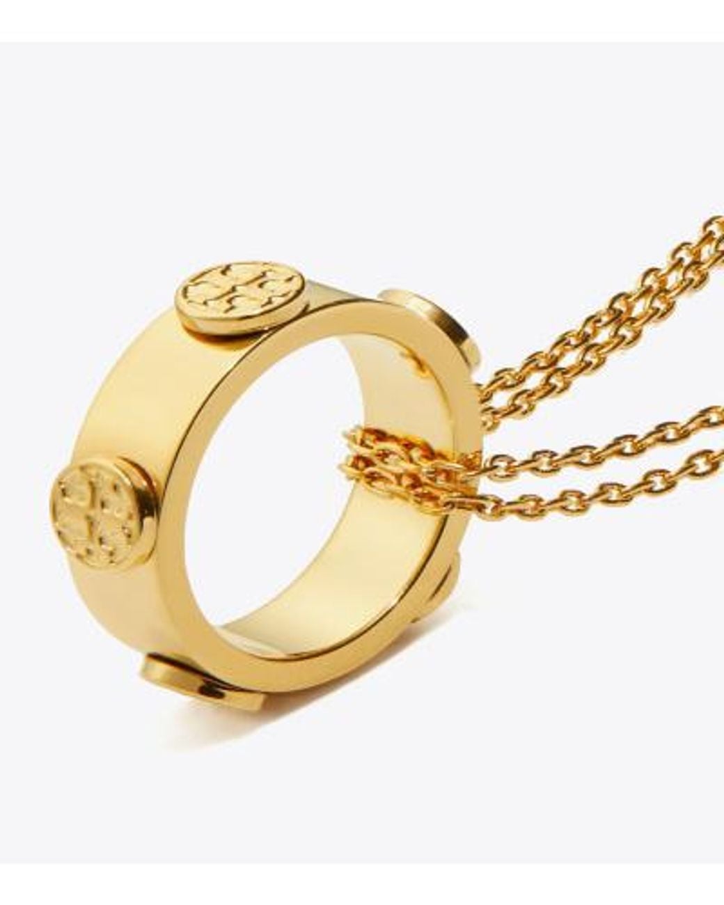 Tory Burch Metallic Miller Stud Circle Pendant Necklace