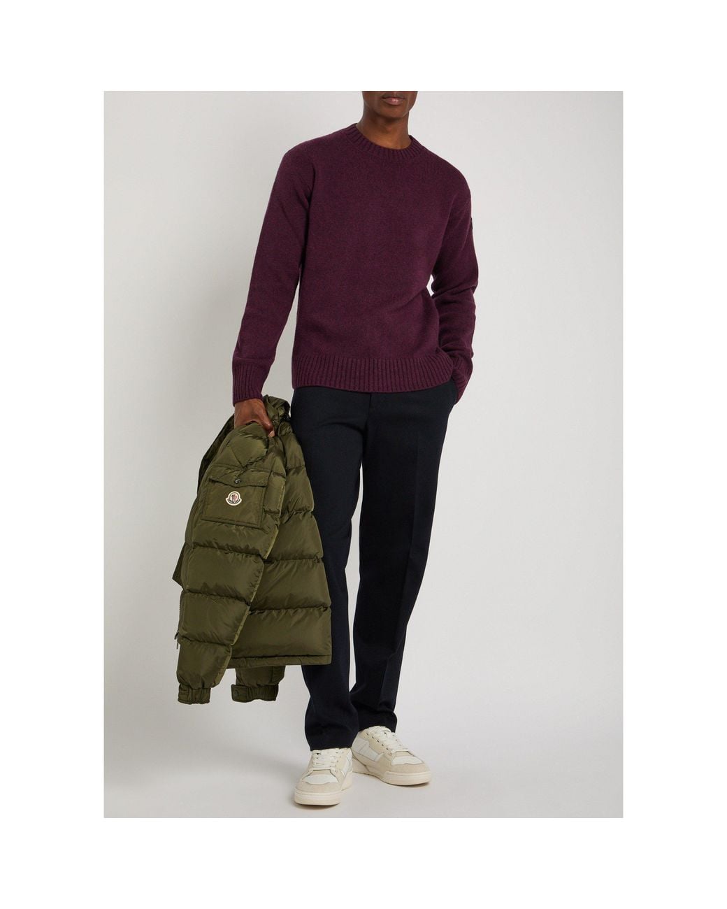 Moncler Purple Round-Neck Knitted Sweater for men