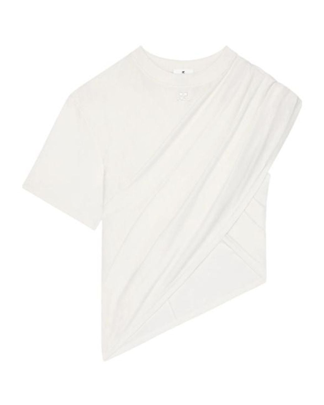 Courreges White Courrèges Asymmetrical Twist T-Shirt