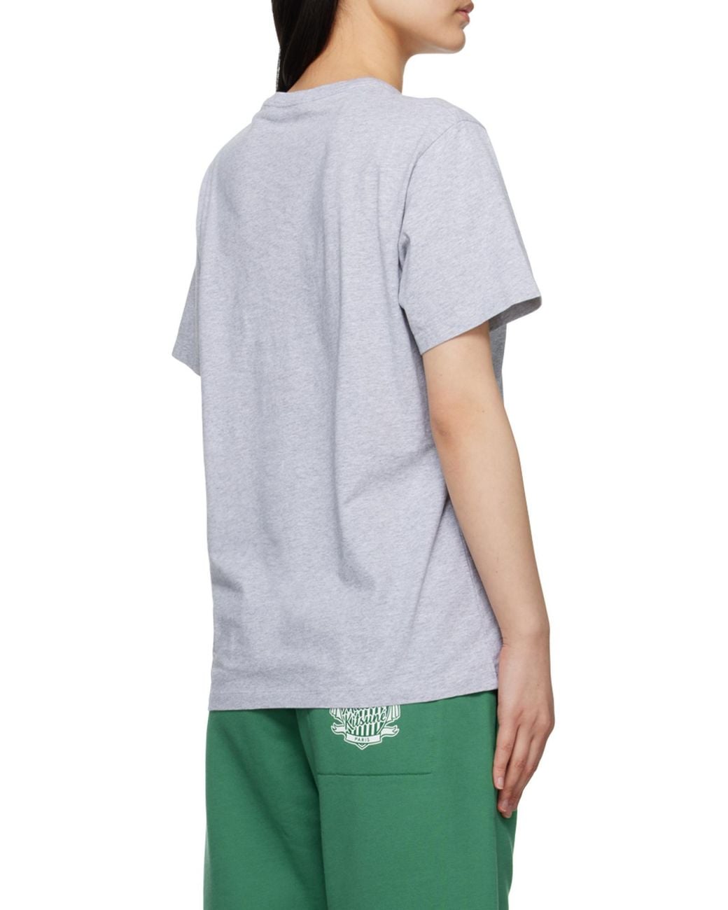 Maison Kitsuné Gray Logo-Print Cotton T-Shirt for men
