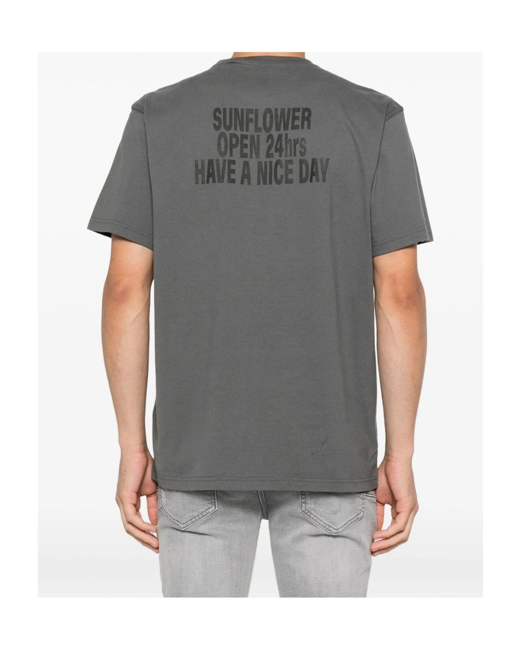 sunflower Gray Crew Neck Logo Print T-Shirt for men