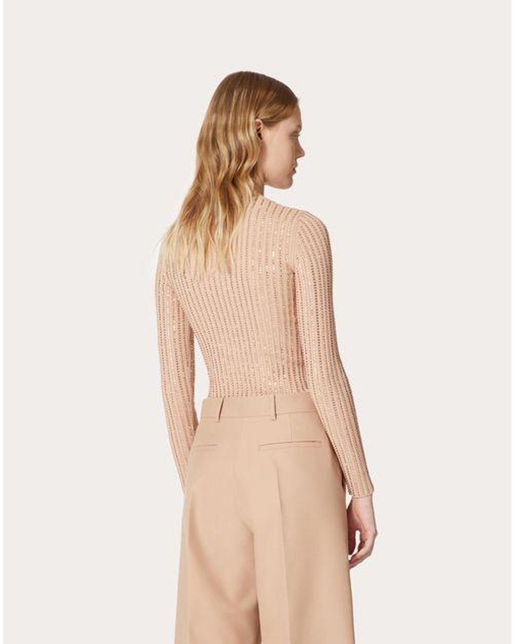 Valentino Pink Logo Round Neck Sweater
