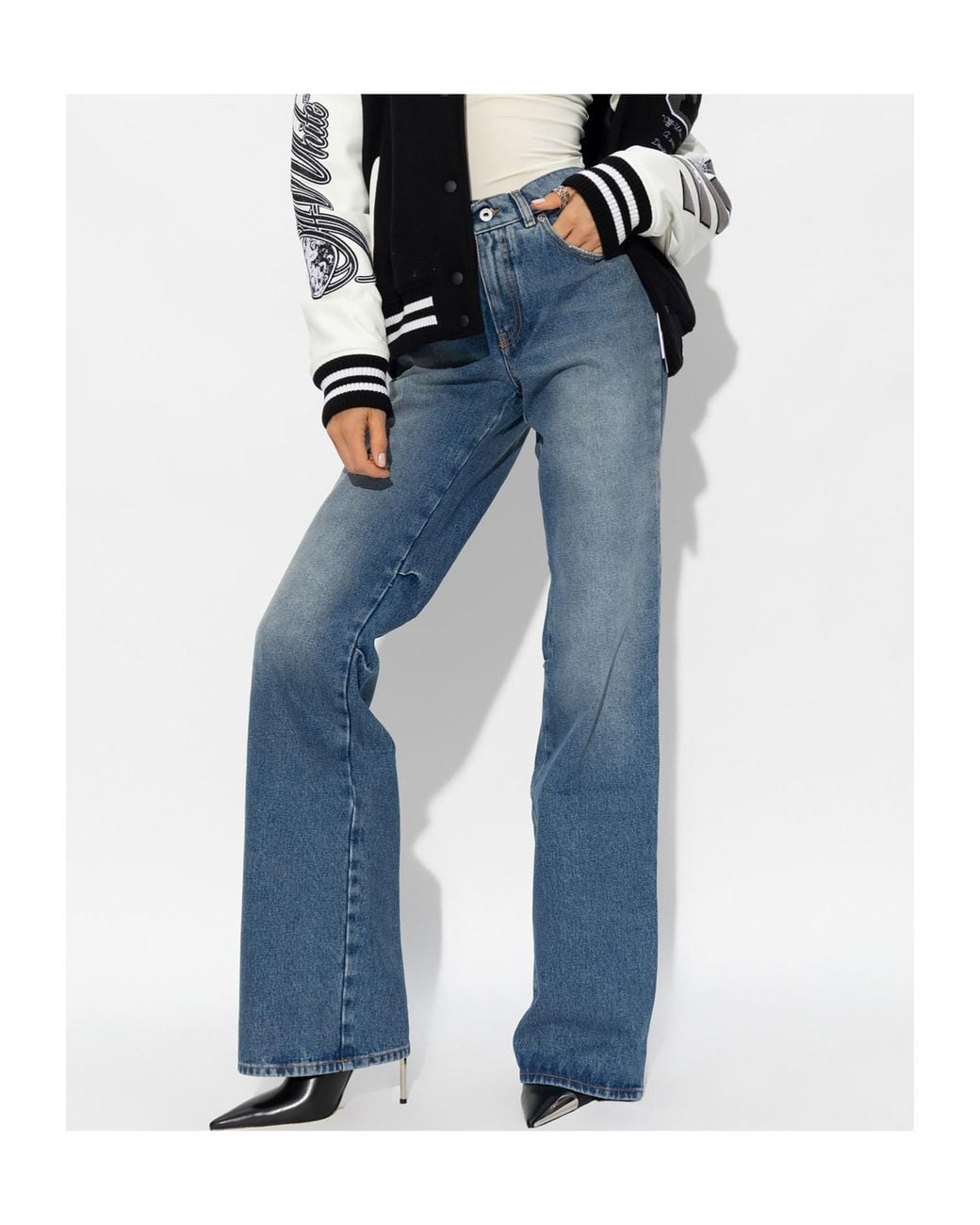 Off-White c/o Virgil Abloh Blue Low-Rise Flared Jeans