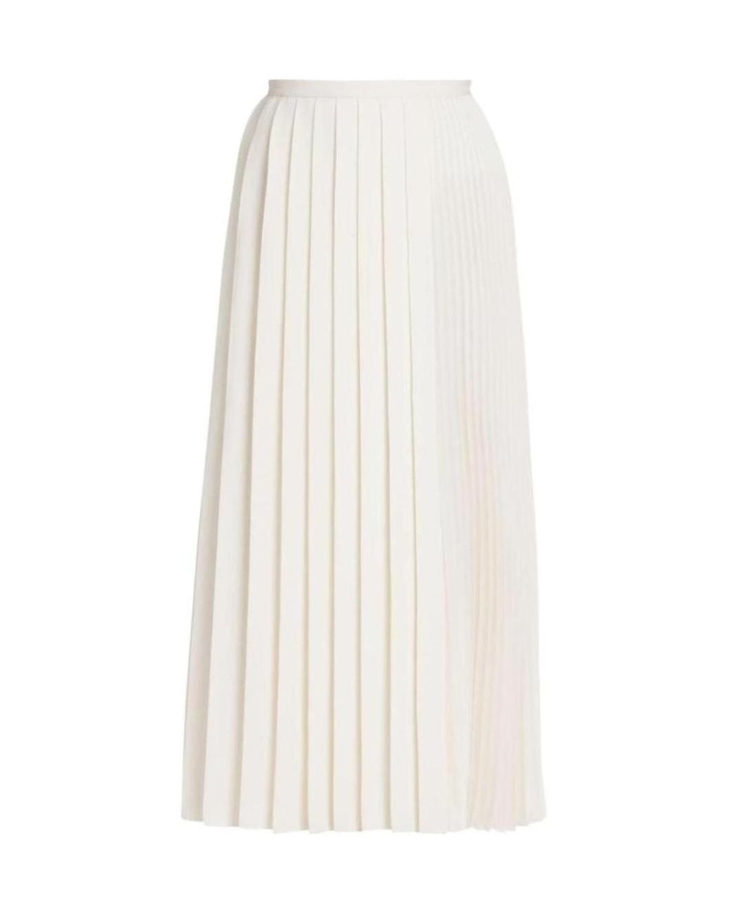 Valentino White Straight Pleated Skirt