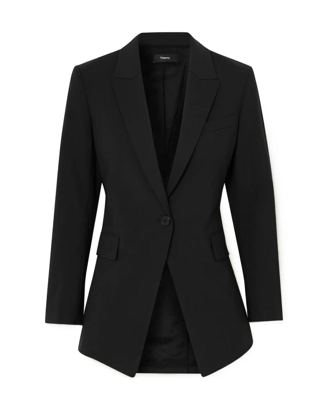 Theory Black Etiennette Grained Wool Blend Suit Jacket