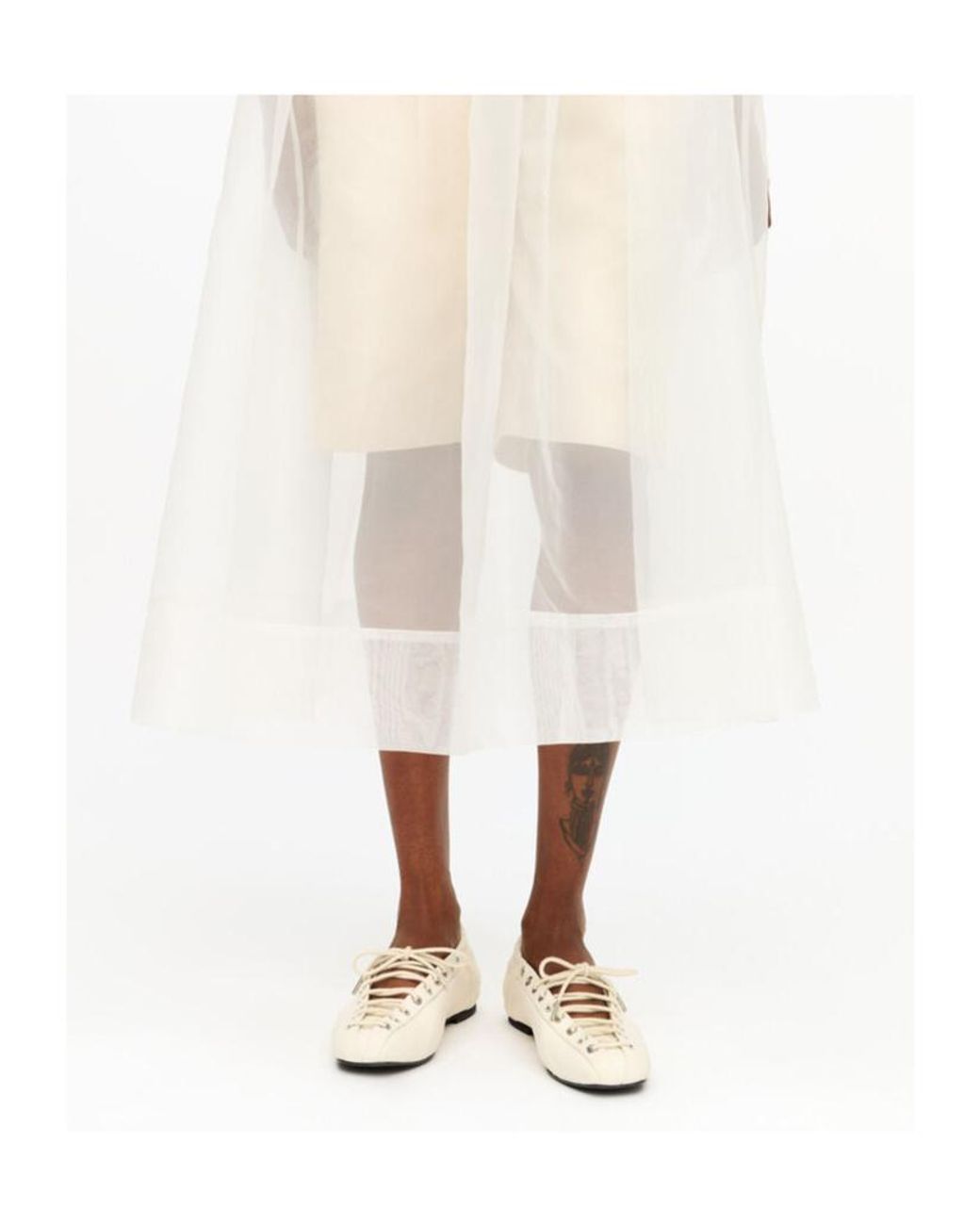 Ganni Natural Lace-Up Ballet Shoes