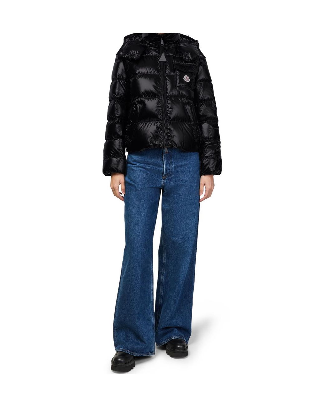 Moncler Black Logo-Stamped Down Jacket