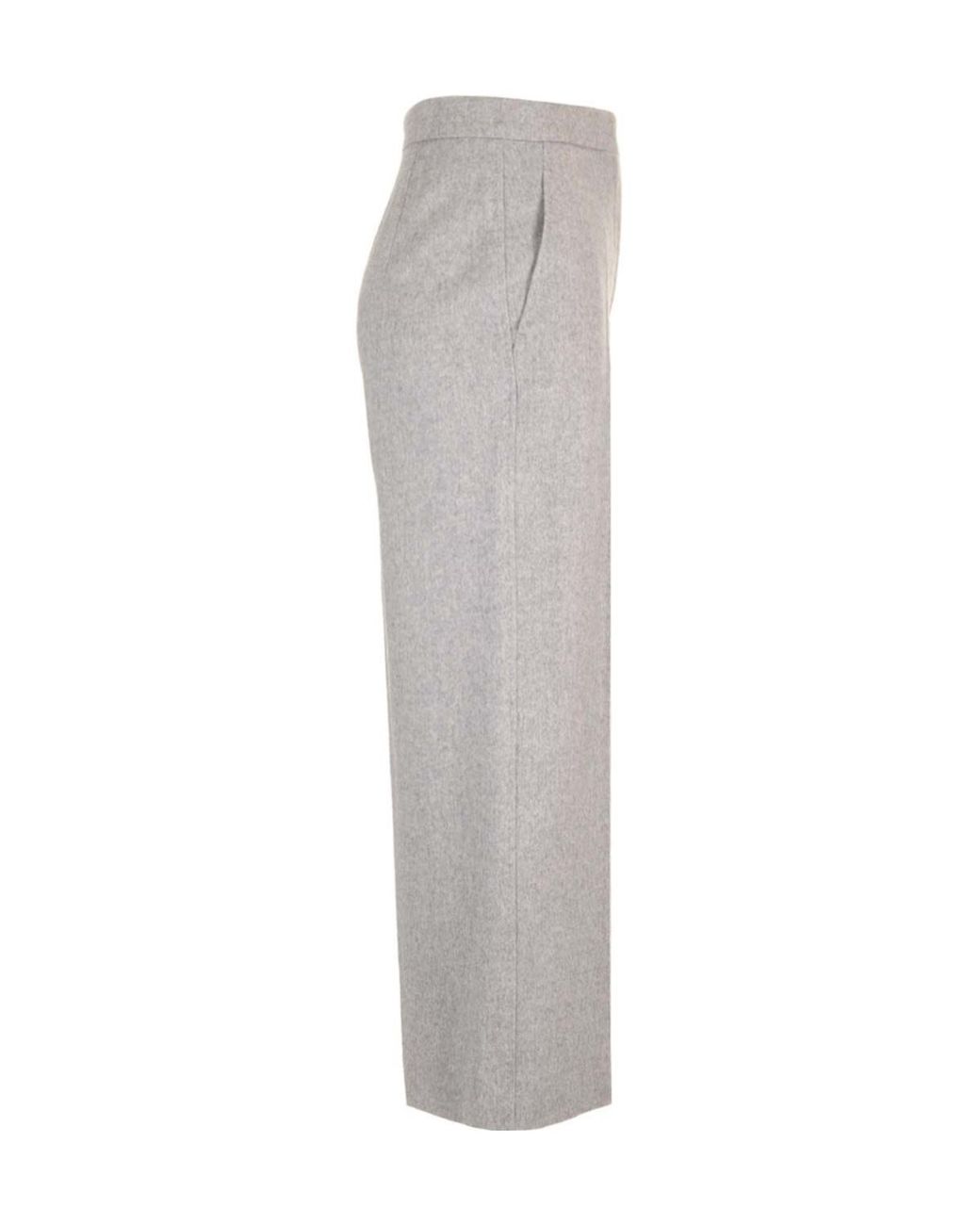 Max Mara Gray Studio Burano Cropped Wide Leg Trousers