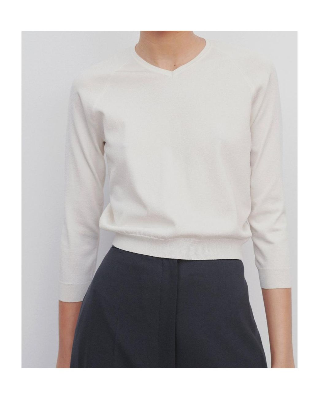 The Row White V-Neck Top