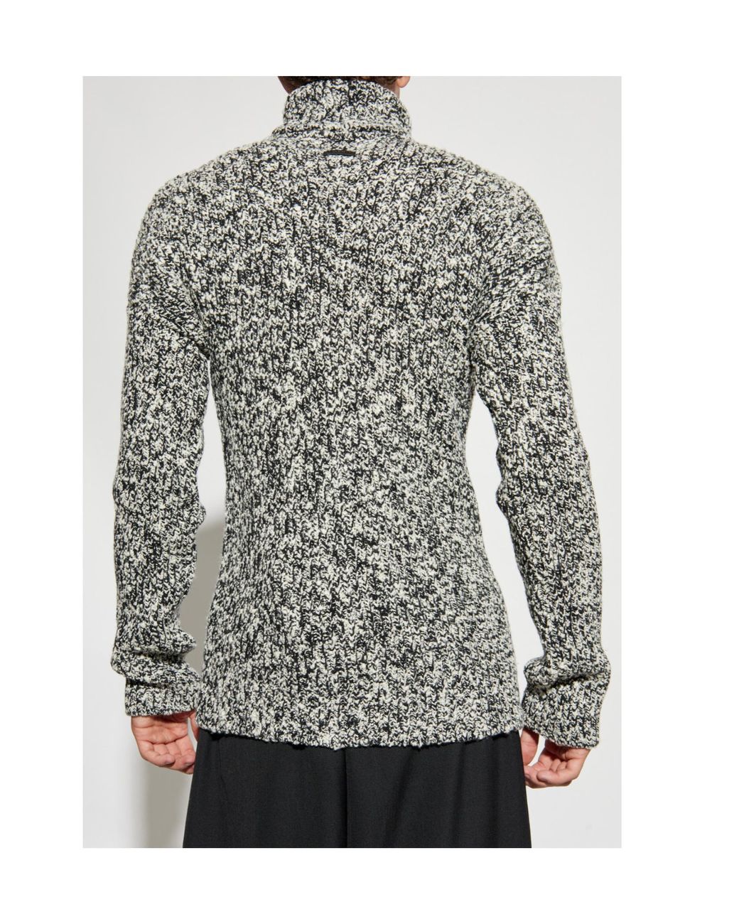 Dolce & Gabbana Gray Logo Patch Turtleneck Knitted Jumper for men