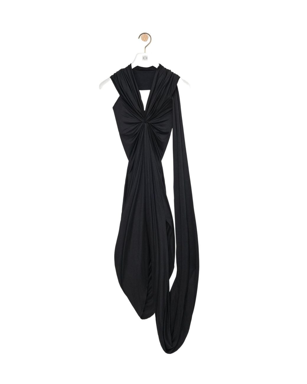 Loewe Black Gathered Draped Sleeveless Dress