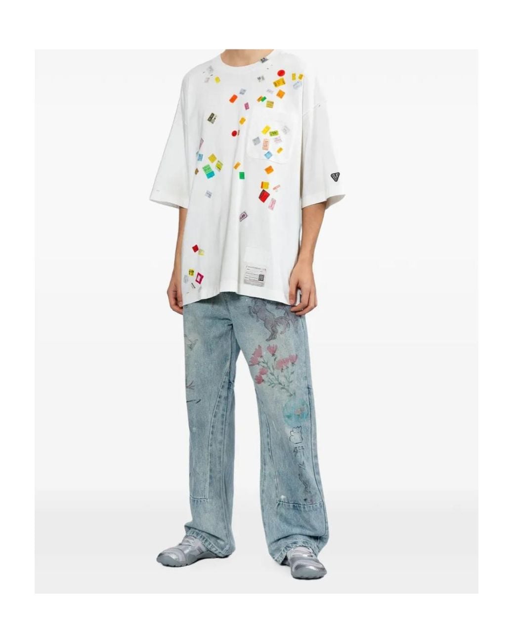 Maison Mihara Yasuhiro White Price-Tag-Sticker-Printed T-Shirt for men