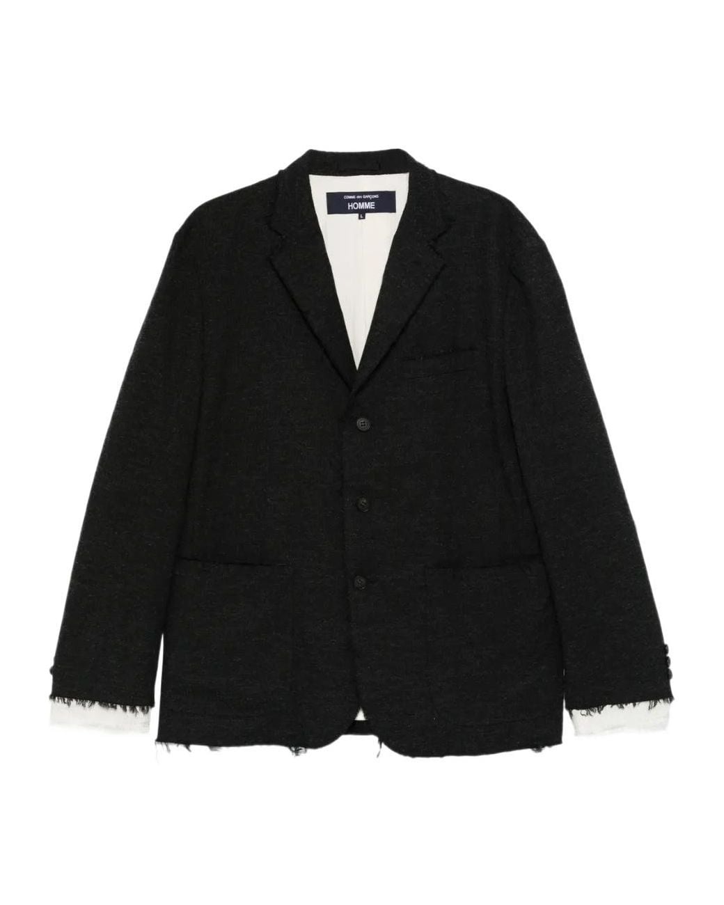 Comme des Garçons Black Single-Breasted Frayed-Edge Blazer for men