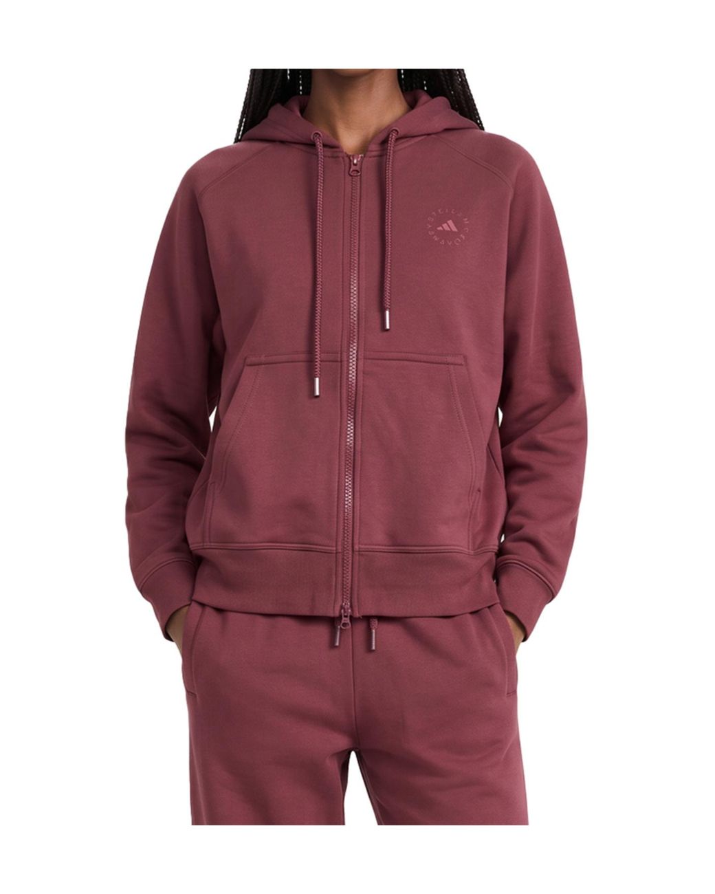 Adidas By Stella McCartney Red Logo-Print Zip-Up Hoodie