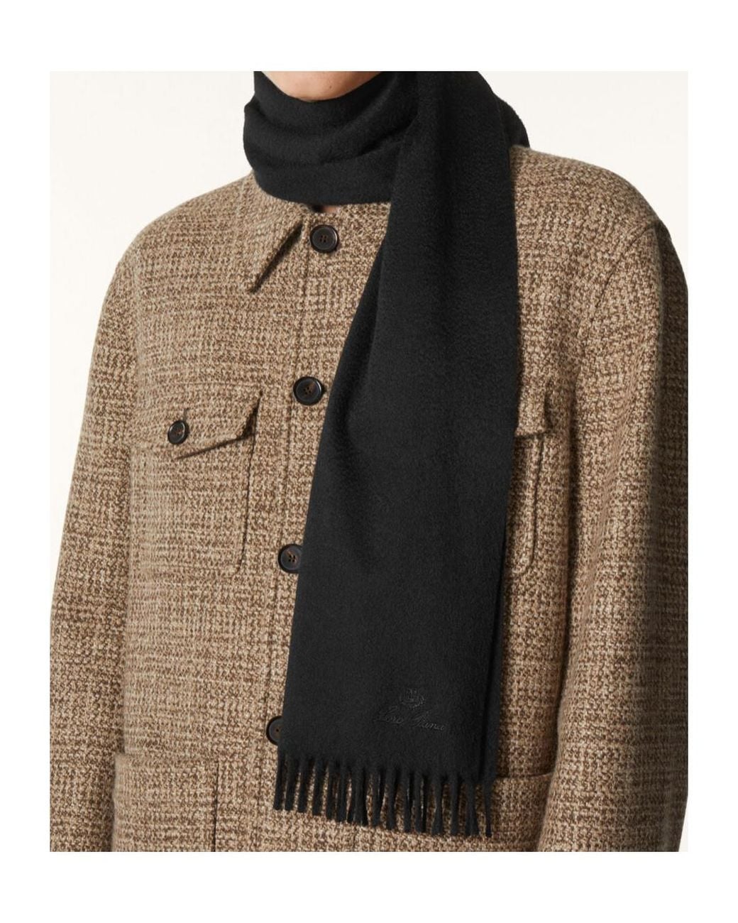 Loro Piana Green Fringed Scarf for men