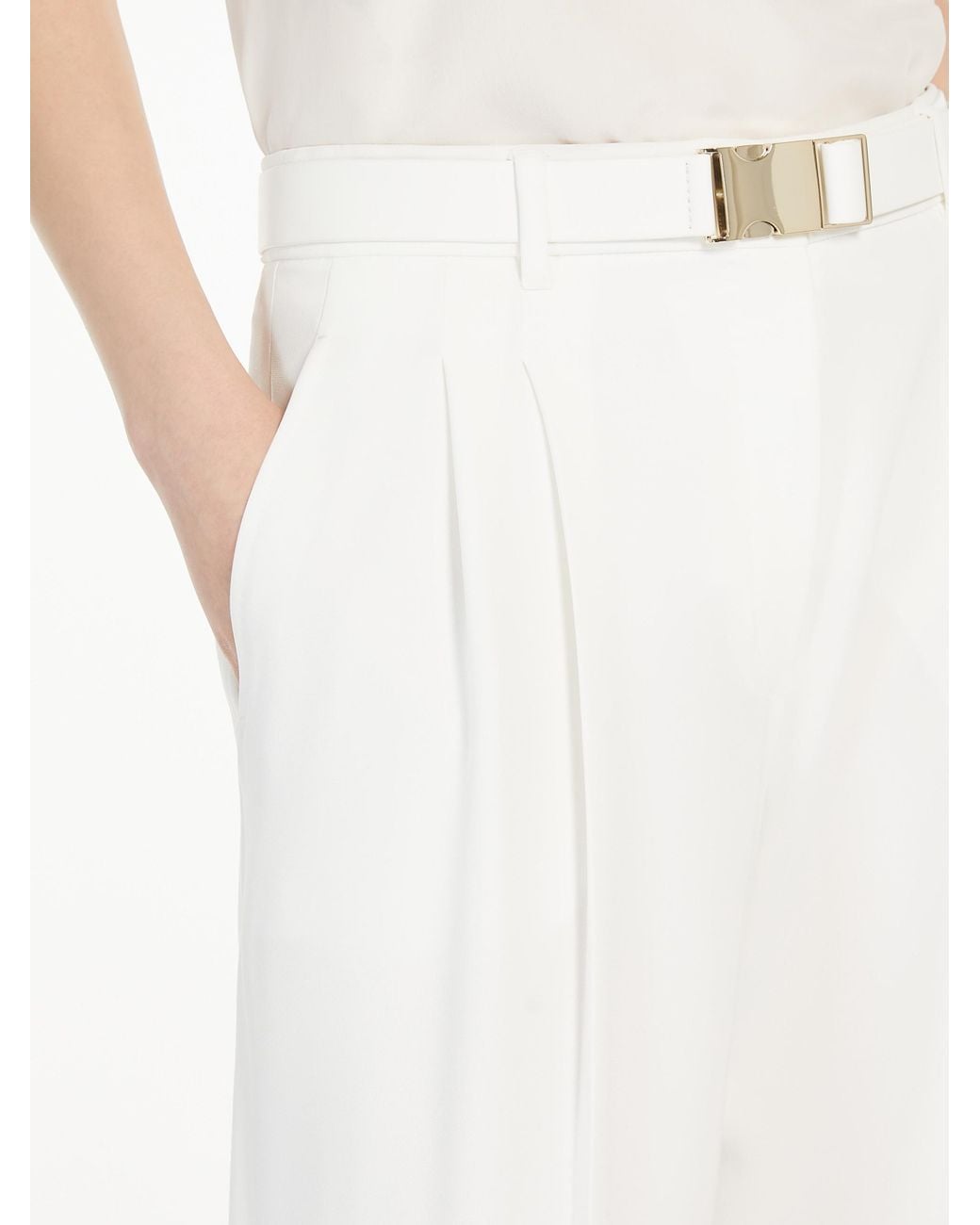 Max Mara White Studio Neottia Belted Wide Leg Trousers