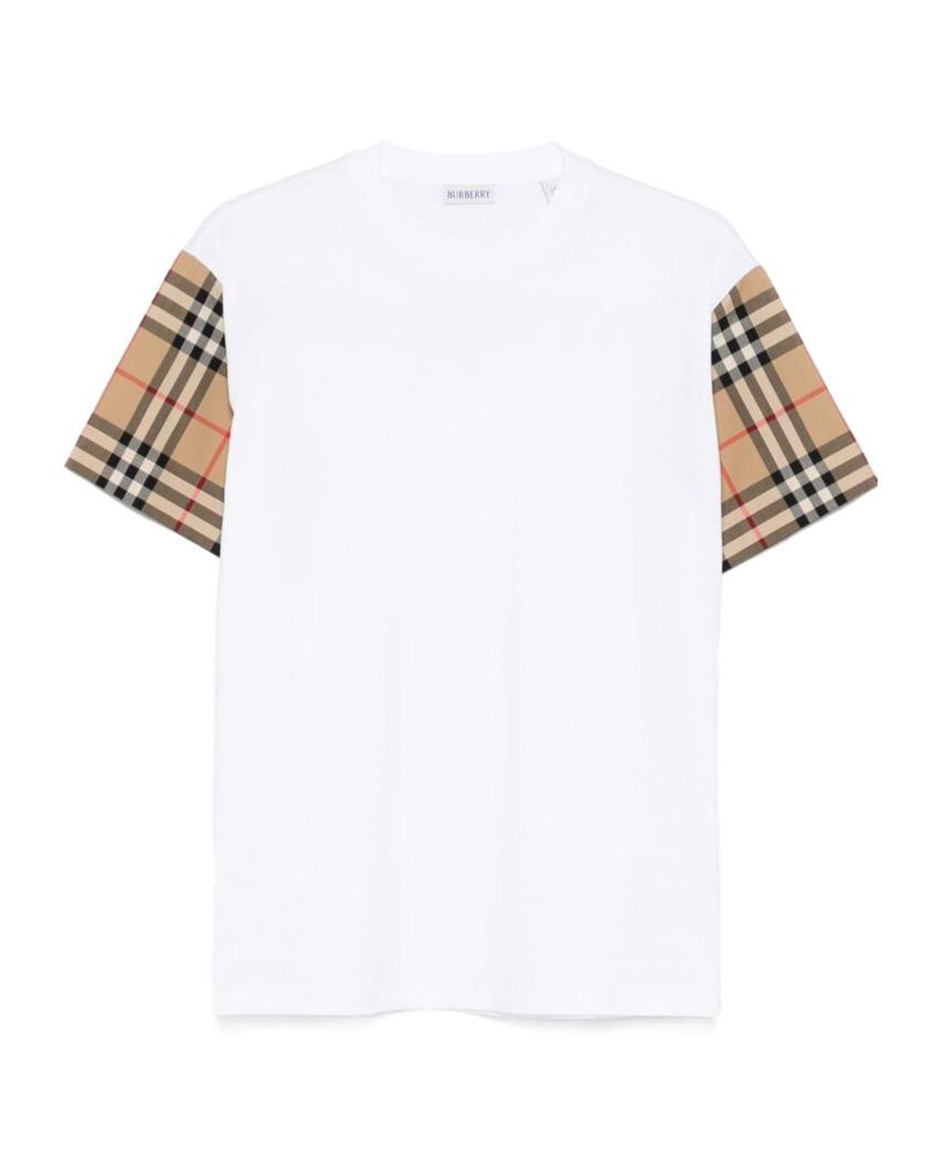 Burberry White Check Cotton T-Shirt