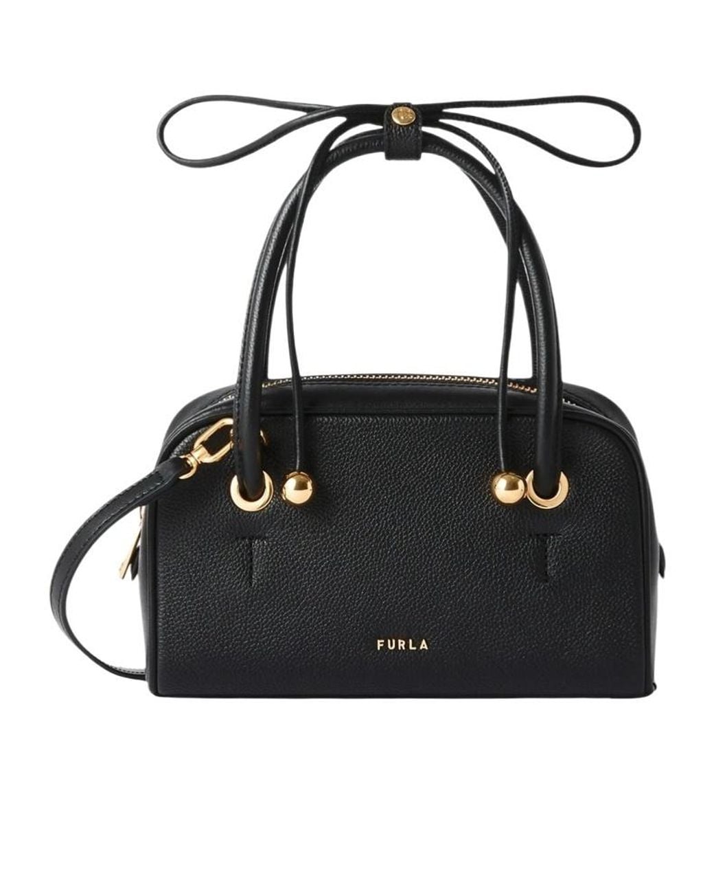 Furla Black Poppy Logo Lettering Mini Shoulder Bag