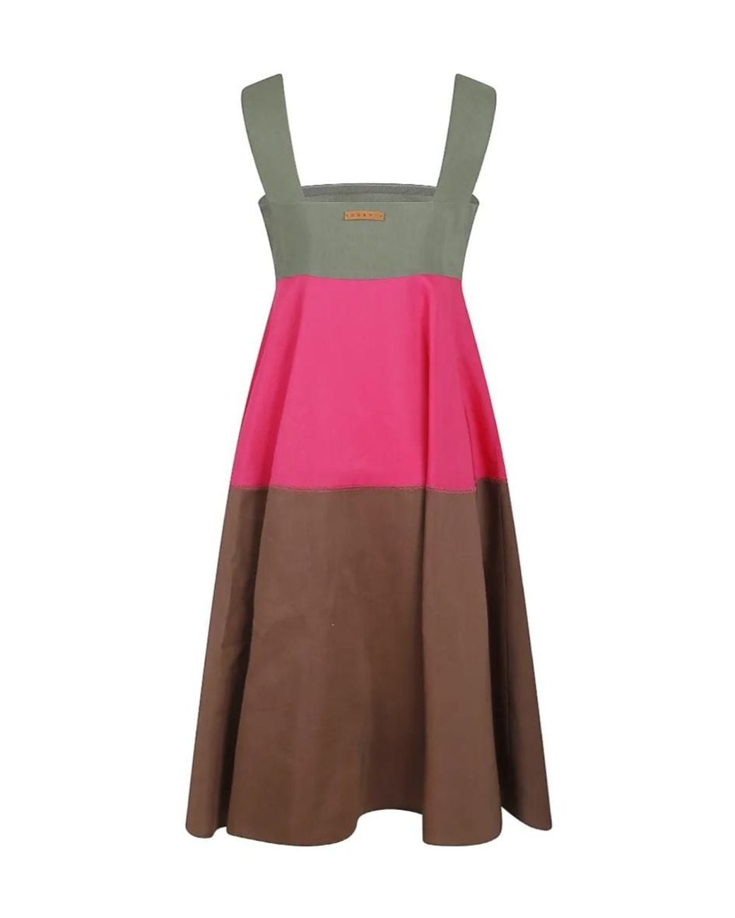 Marni Pink Colorblock Empire Midi Dress