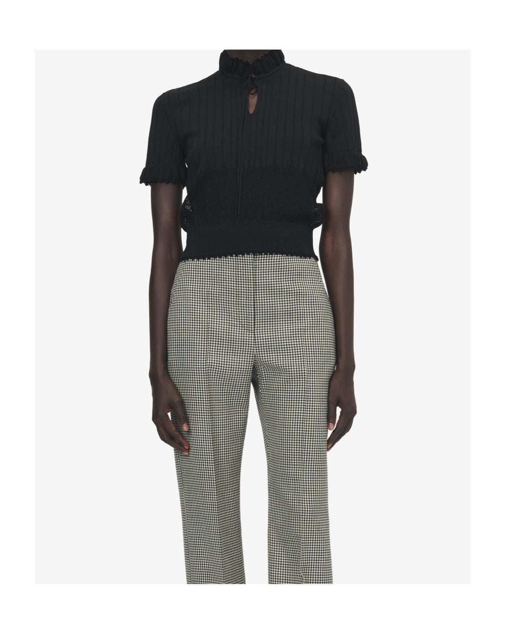 McQueen Blue Pointelle Knit Top