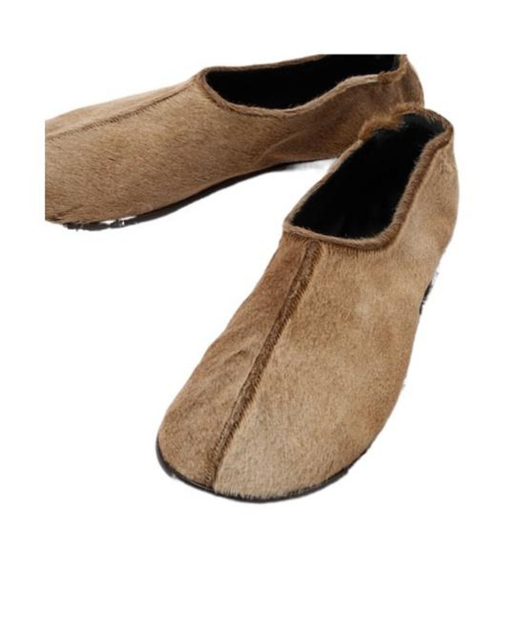 Lemaire Brown Calf-Hair Slip-On Shoes for men