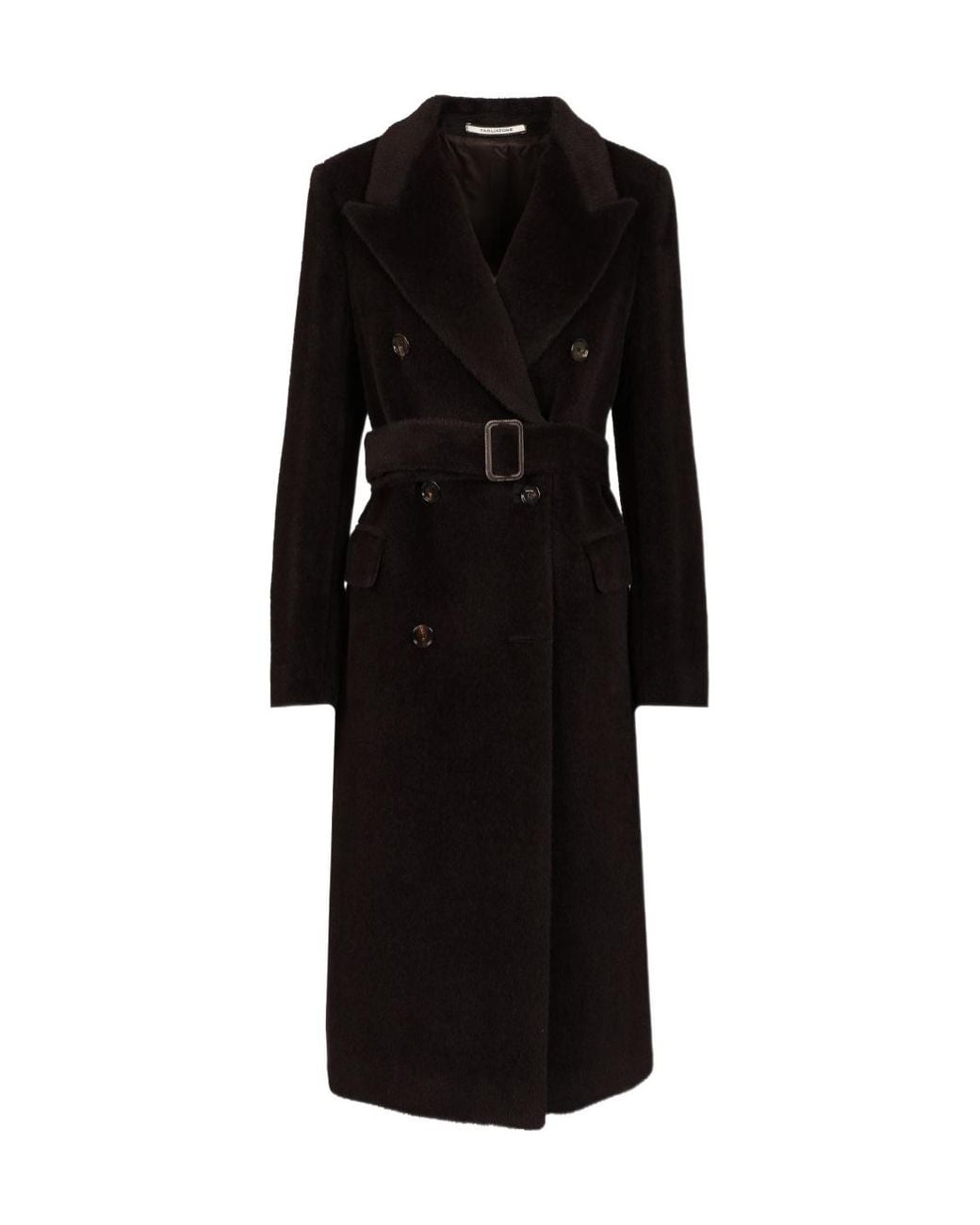 Tagliatore Black Double-Breasted Belted Coat