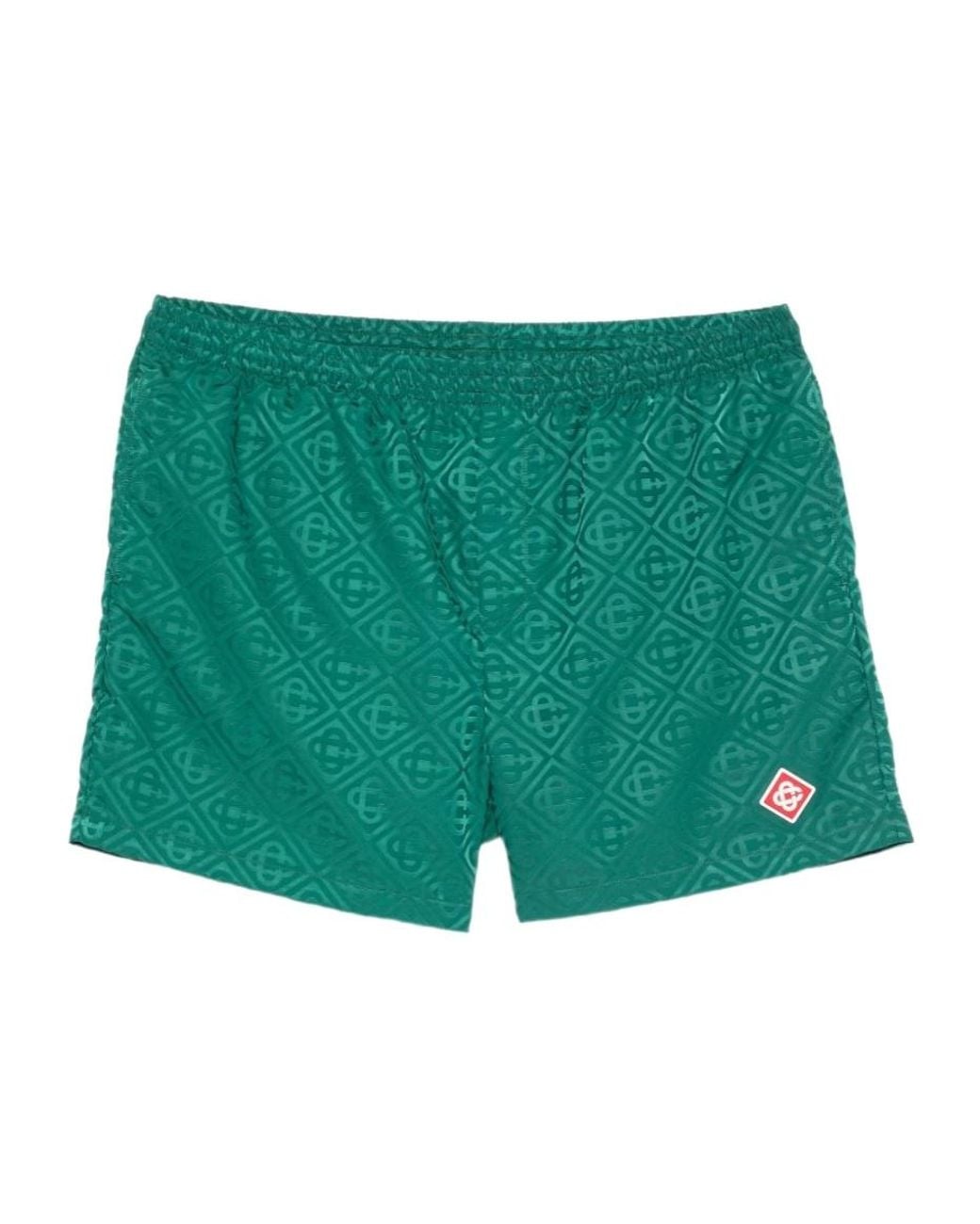 Casablanca Green Monogram-Jacquard Elasticated Waistband Swim Shorts for men