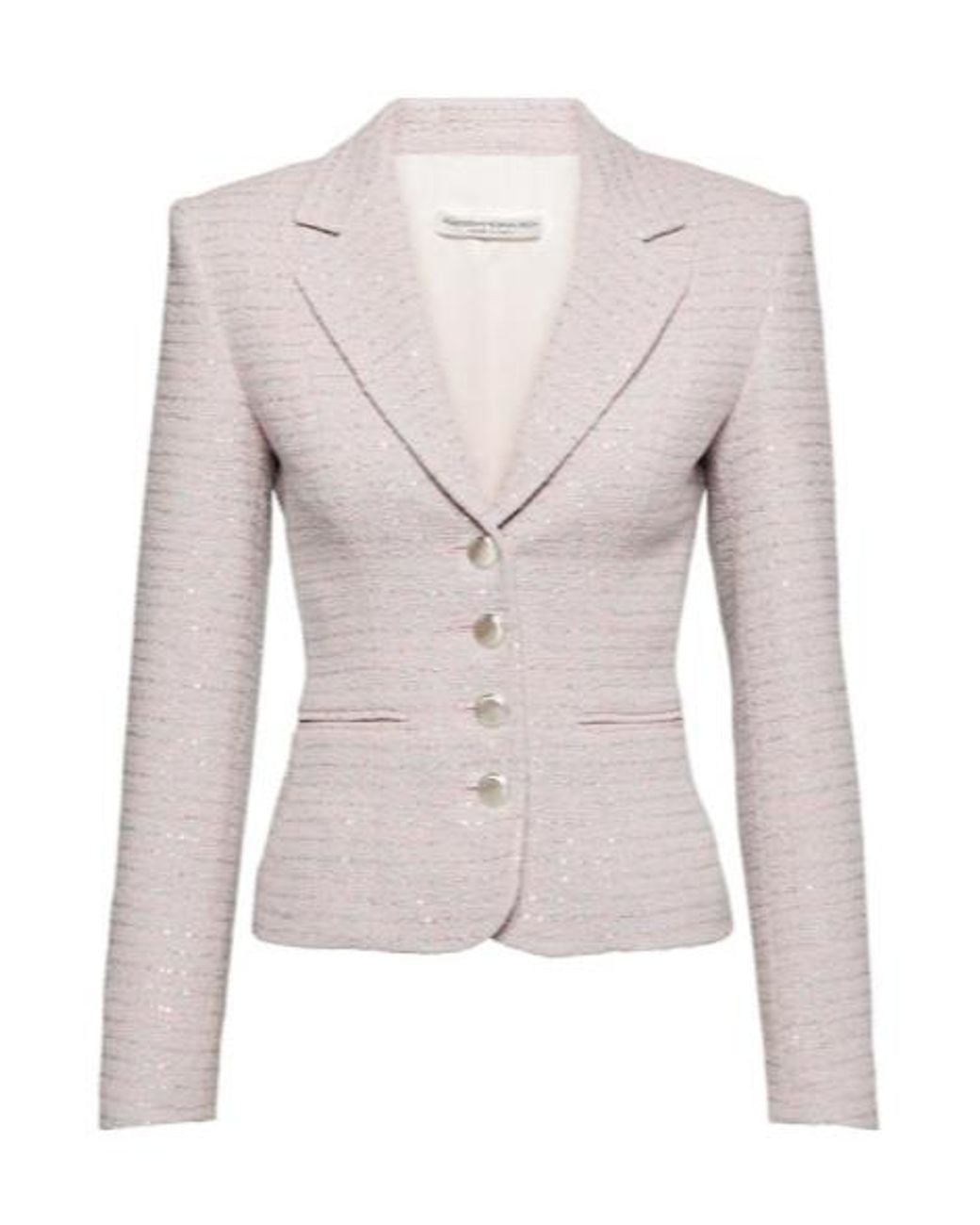 Alessandra Rich Pink Sequined Single-Breasted Tweed Blazer