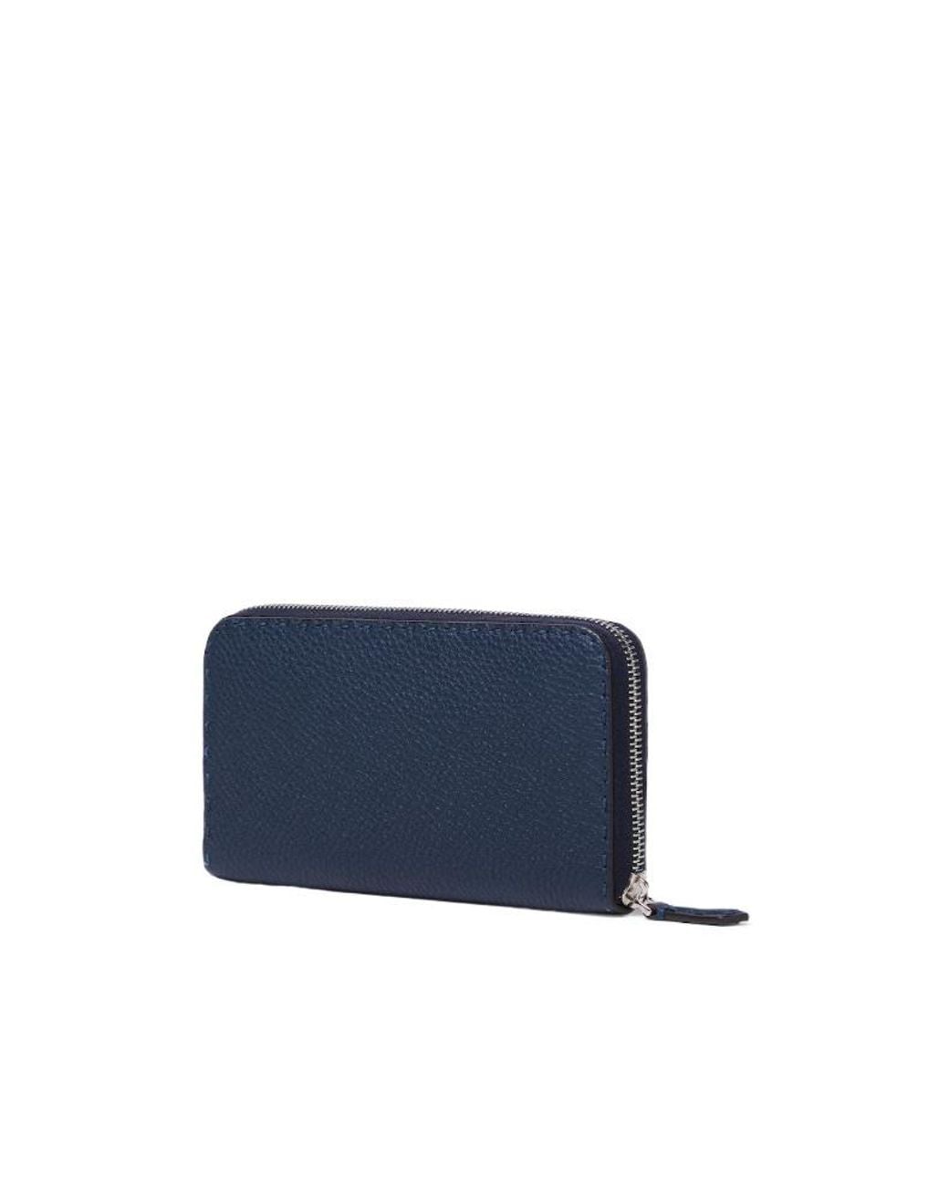 Fendi Blue Selleria Zip-Around Wallet for men