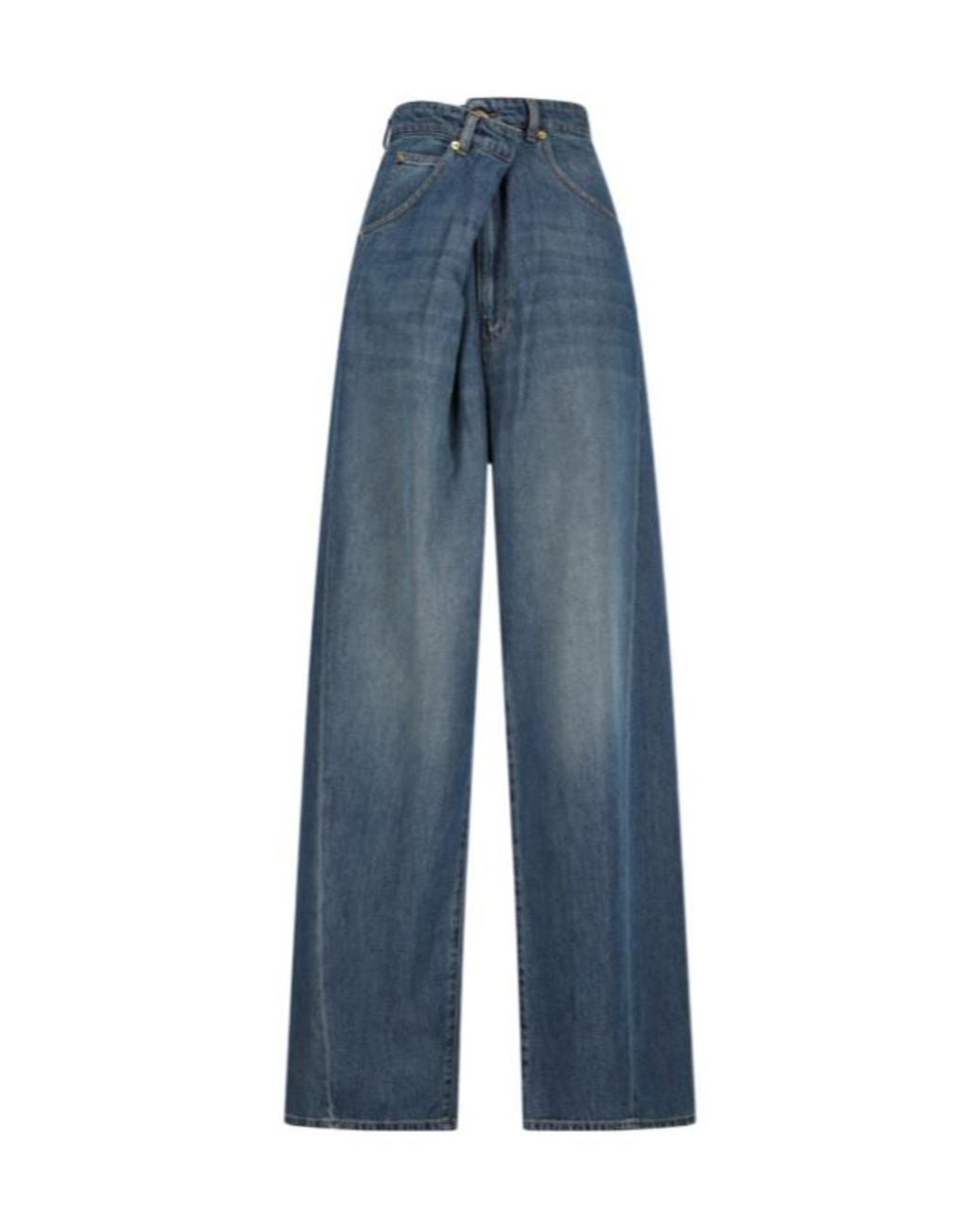 DARKPARK Blue Ines Draped Wide-Leg Jeans