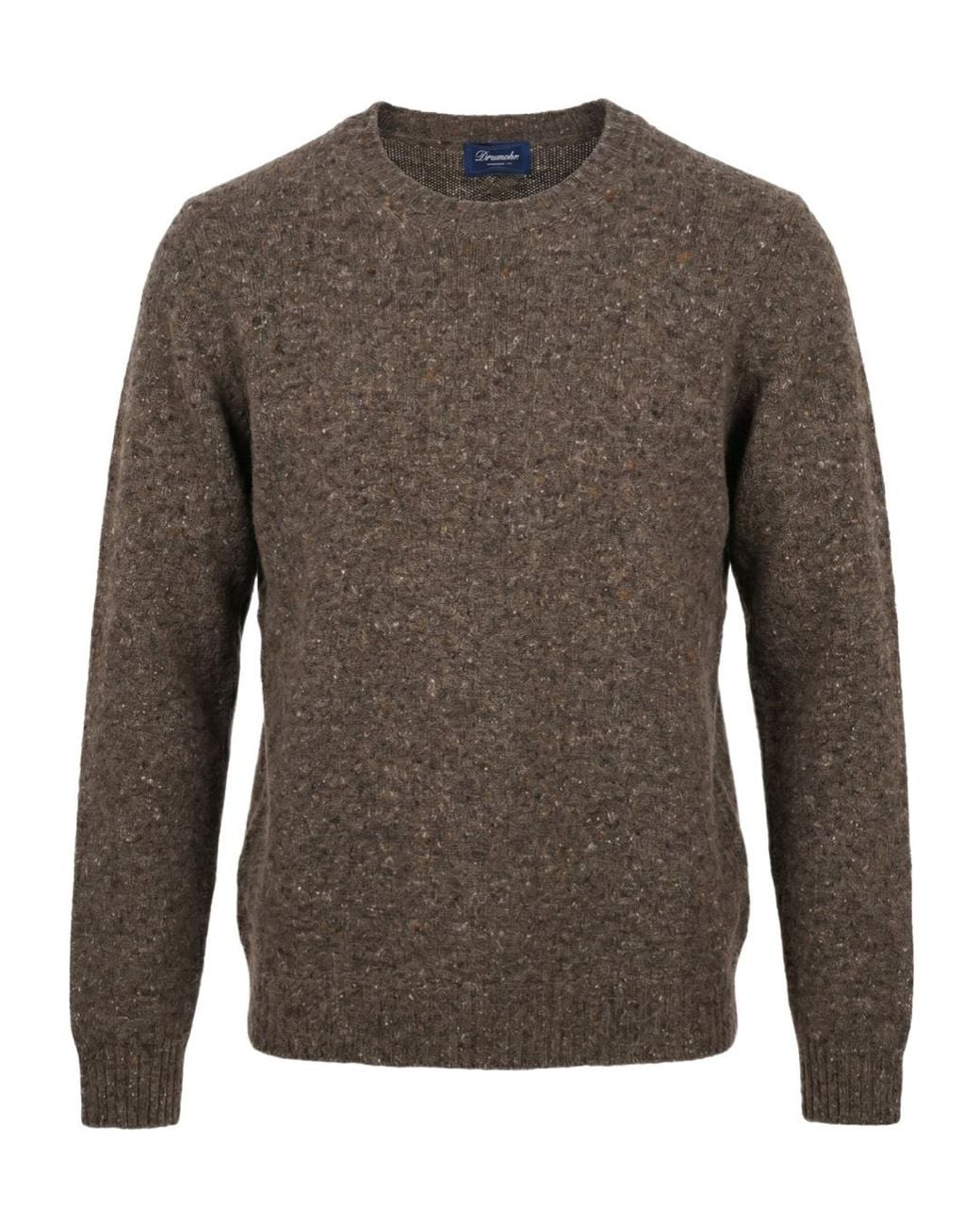 Drumohr Brown Flecked Crew-Neck Knitted Sweater for men