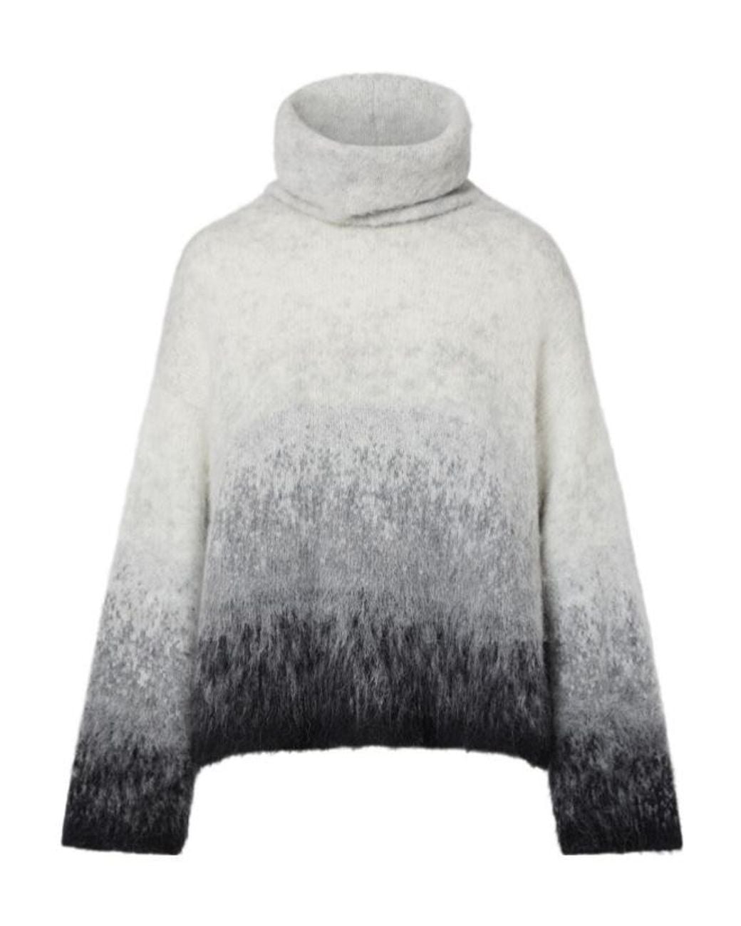 Liu Jo Gray Ombre High Neck Knitted Sweater