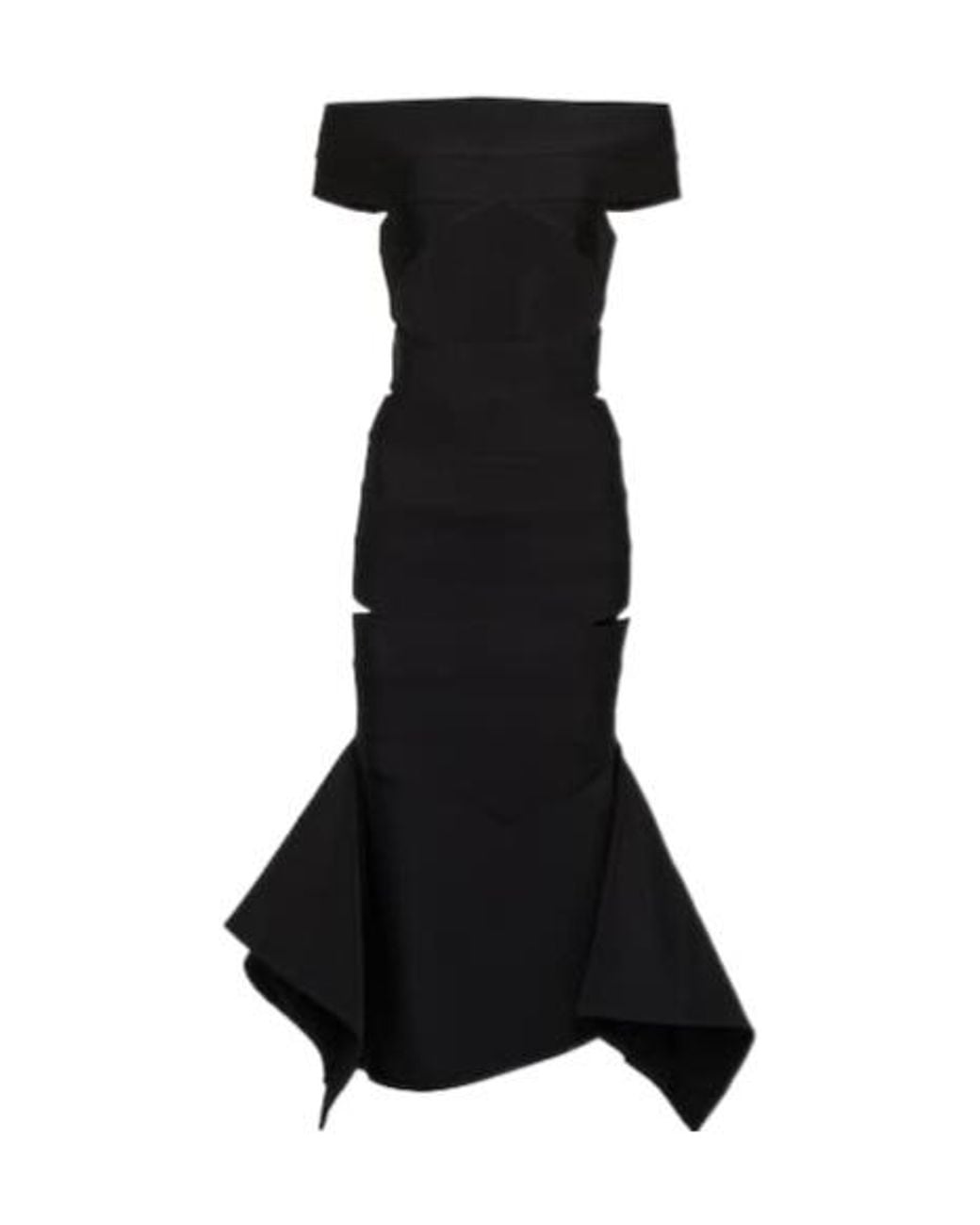 Alexandre Vauthier Black Off-Shoulder Knit Midi Dress