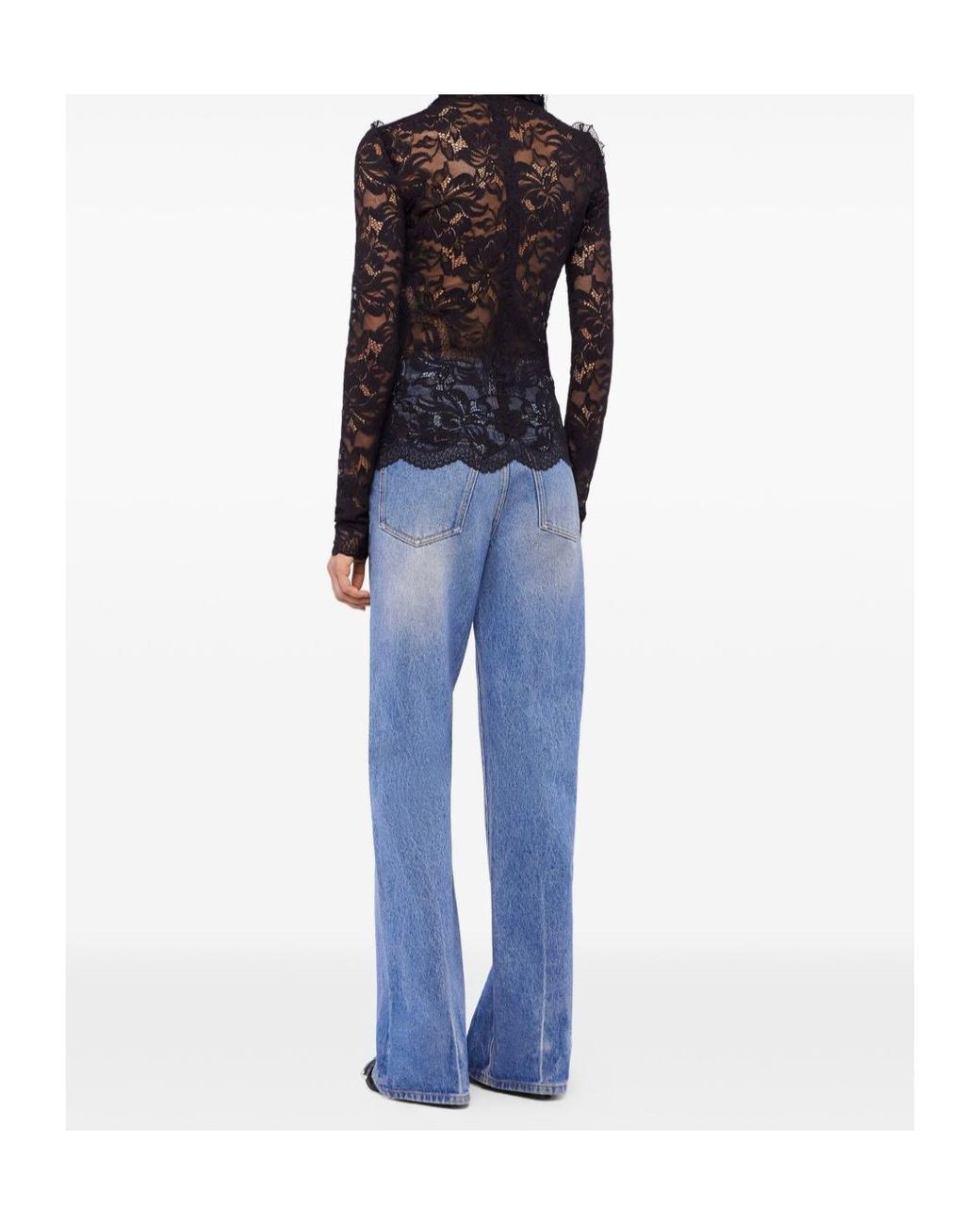 Rabanne Black Long-Sleeved Lace Top