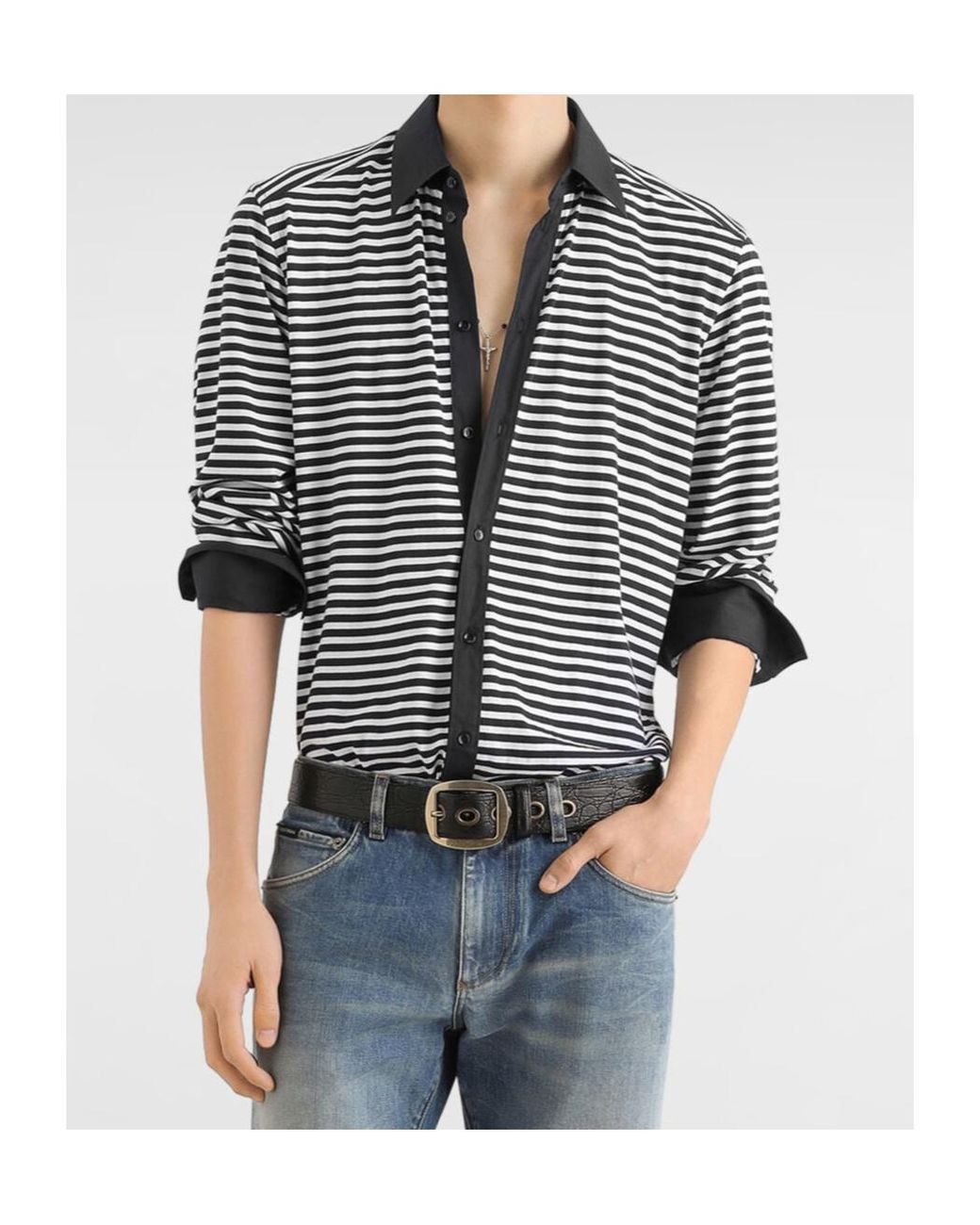 Dolce & Gabbana Black Striped Shirt for men