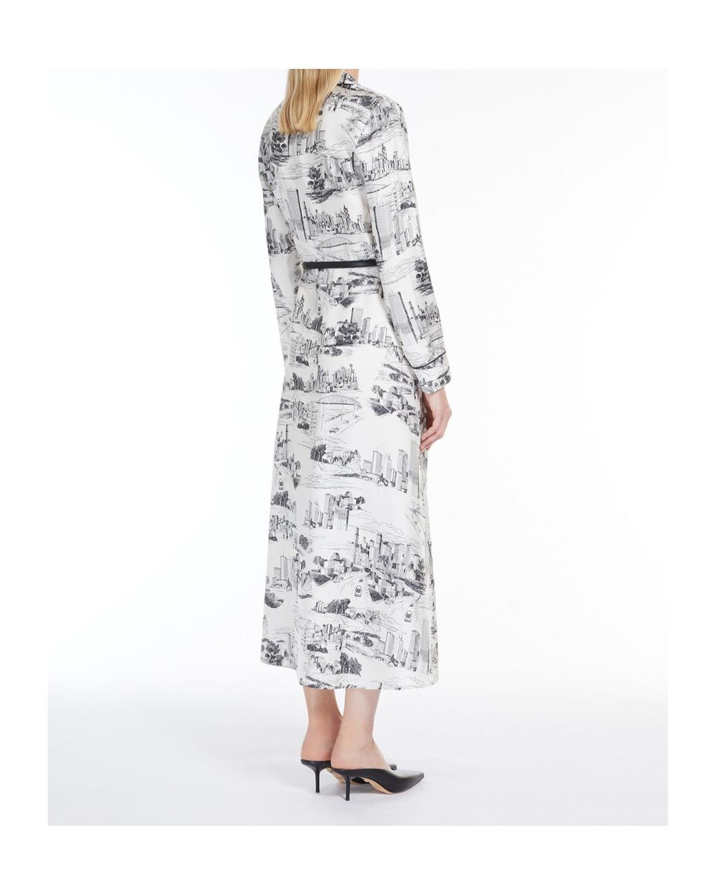 Max Mara Studio Pappa All-Over Patterned Belted Dress in