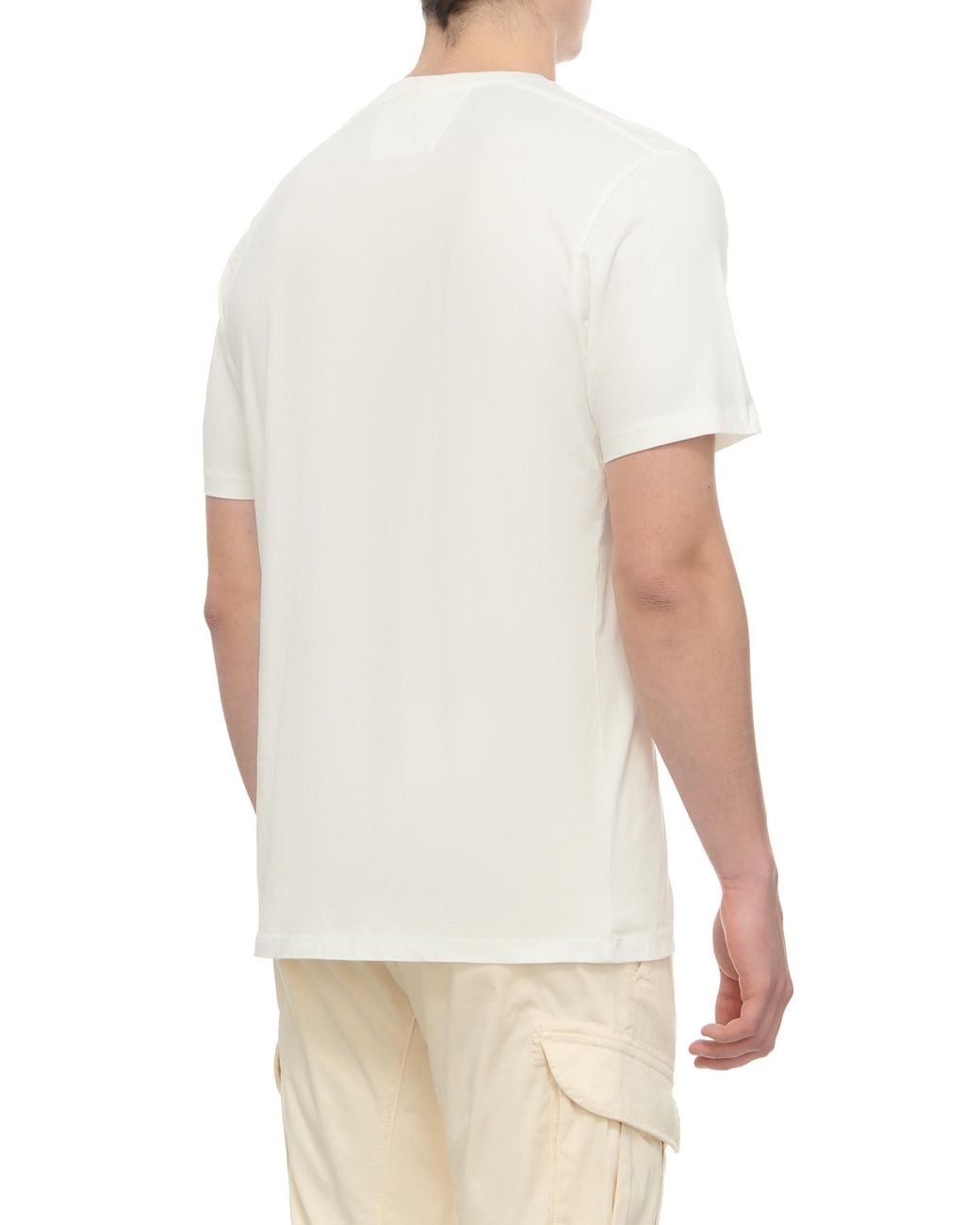 C P Company White Logo-Patch Cotton T-Shirt for men