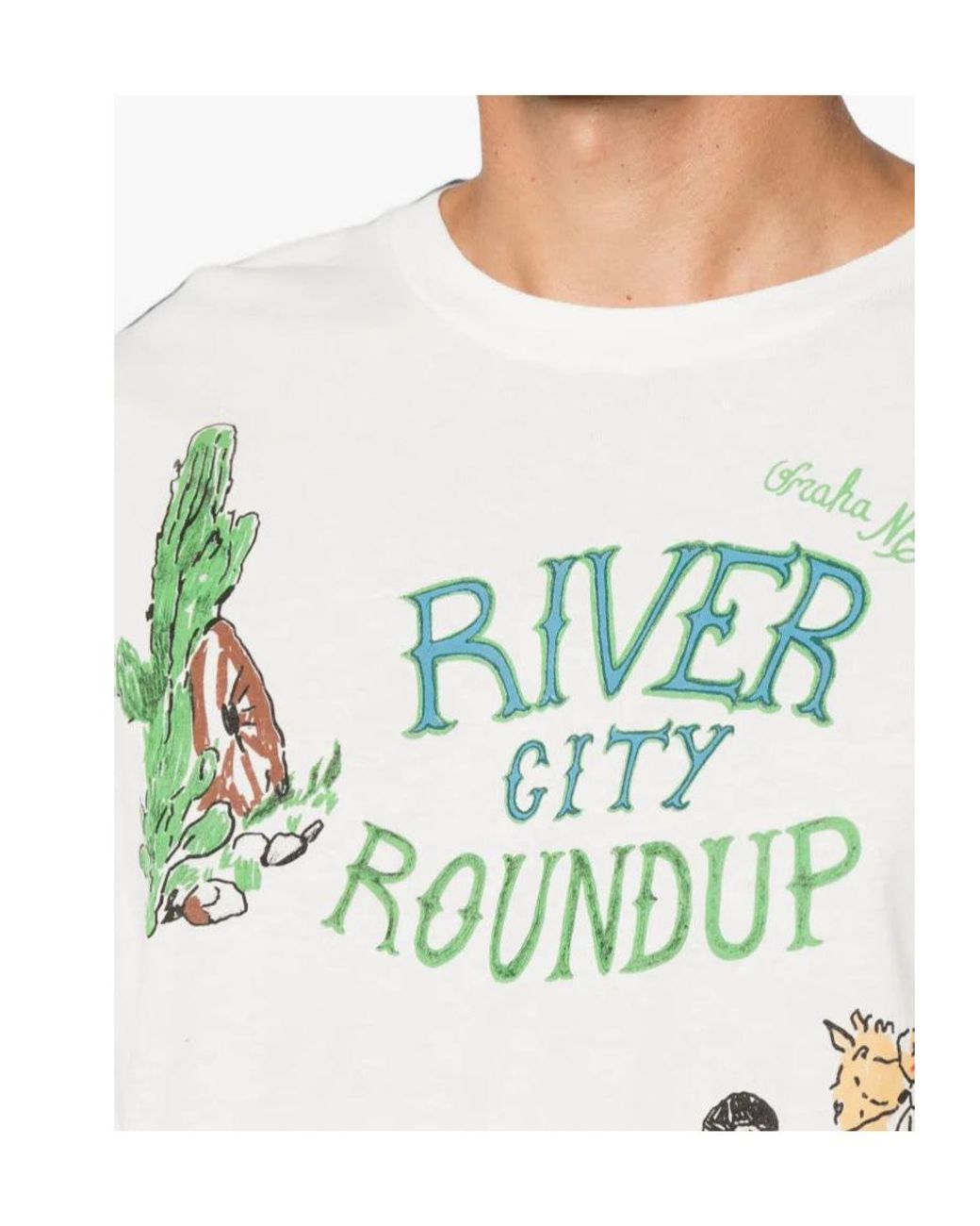 Bode Blue River City Graphic-Print T-Shirt for men