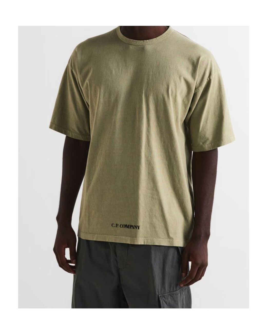 C P Company Green Logo Crew Neck T-Shirt for men