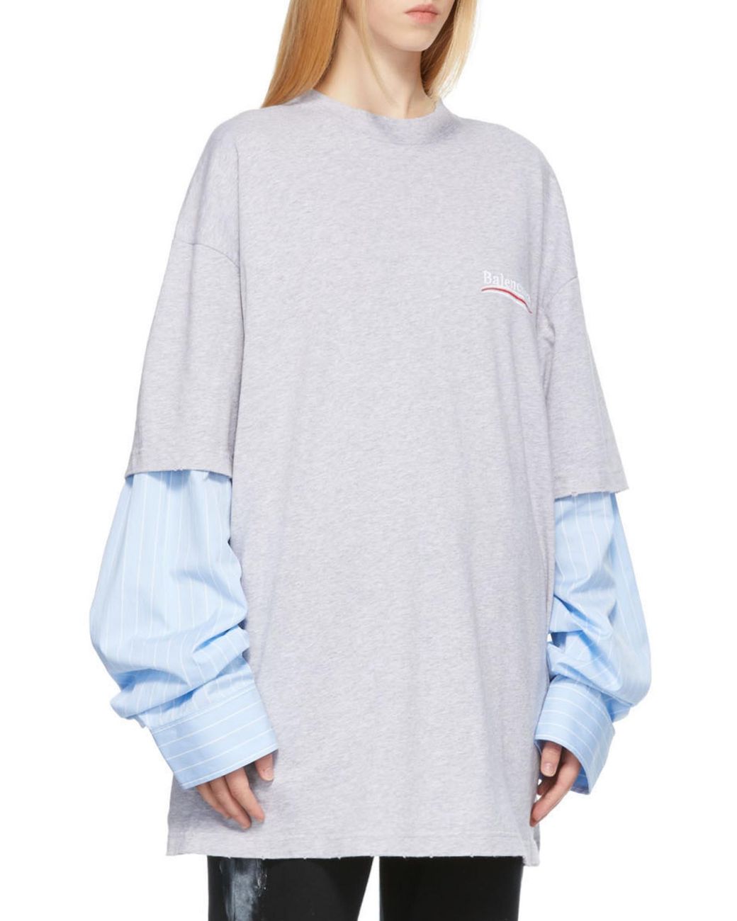 Balenciaga Gray T-Shirt Political Campaign Layered for men