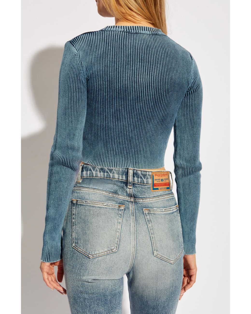 DIESEL Blue M-Anchor-A Oval D Rib-Knit Top
