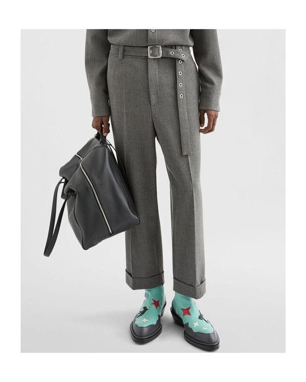 Jil Sander Gray Pressed Crease Belted Pants for men