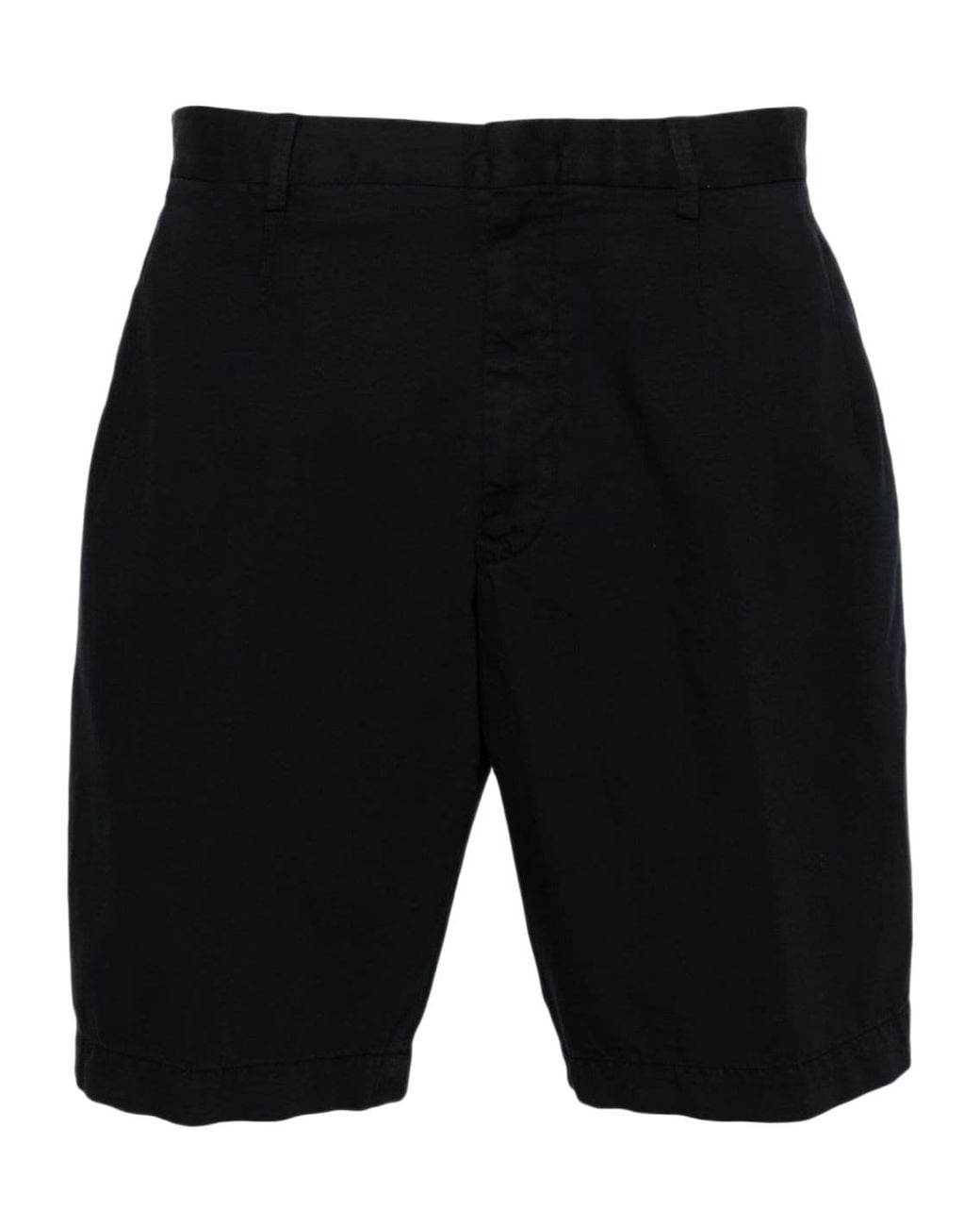 Zegna Blue Pressed-Crease Straight-Leg Shorts for men