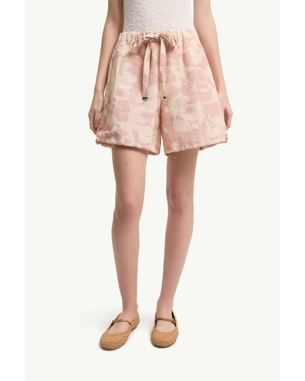 Moncler Pink Floral Printed Drawstring Shorts