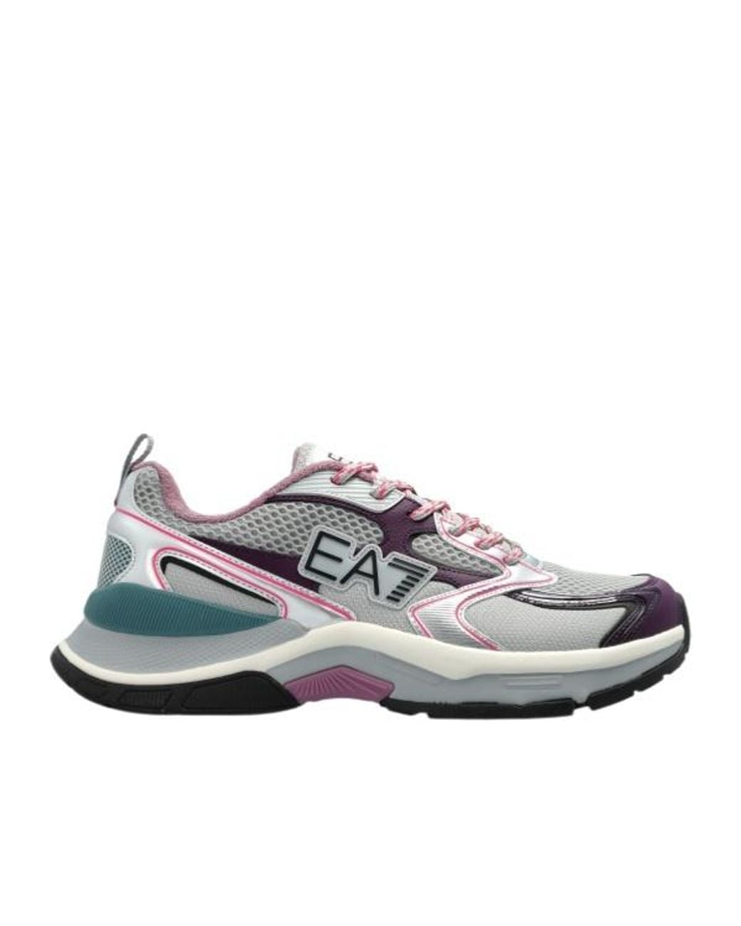 EA7 Gray Mesh Lace-Up Sneakers for men