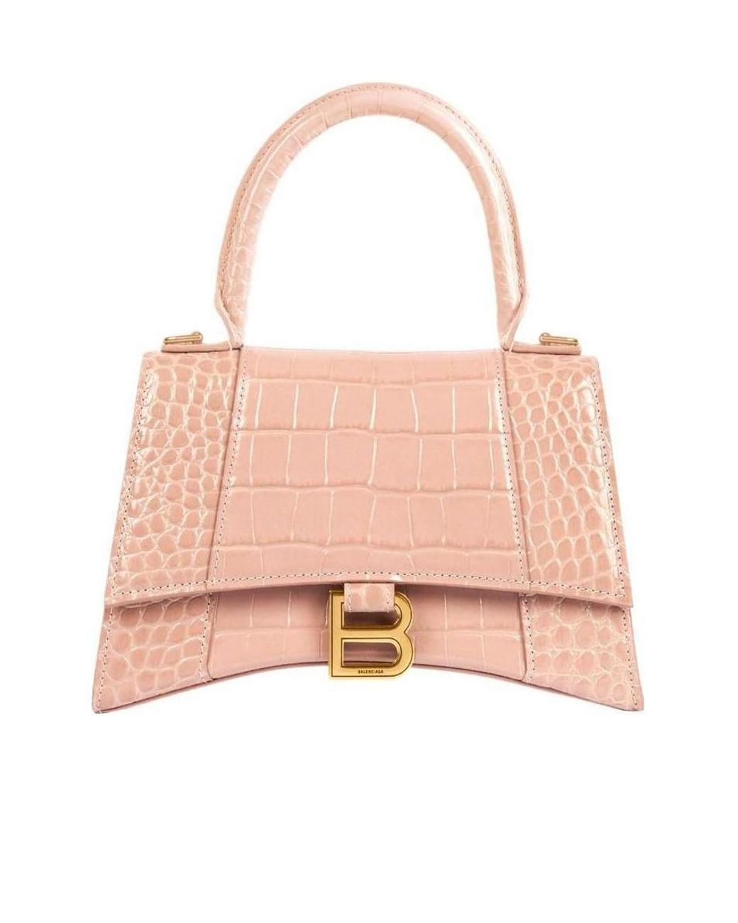 Balenciaga Pink Borsa Hourglass Small Con Lavorazione Coccodrillo Da Donna