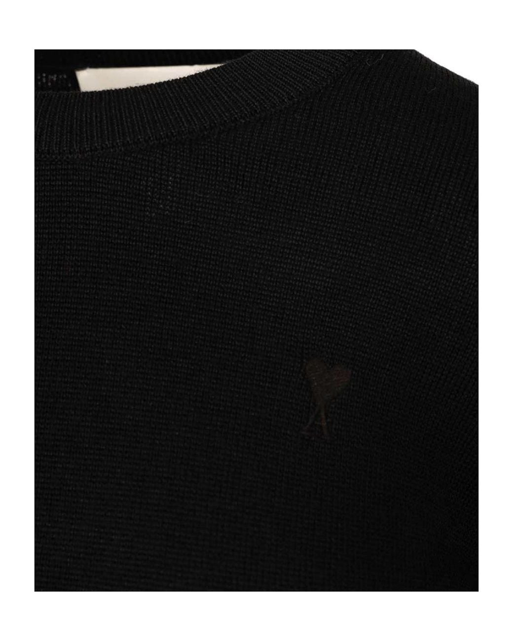 AMI Black De Coeur Wool Sweater