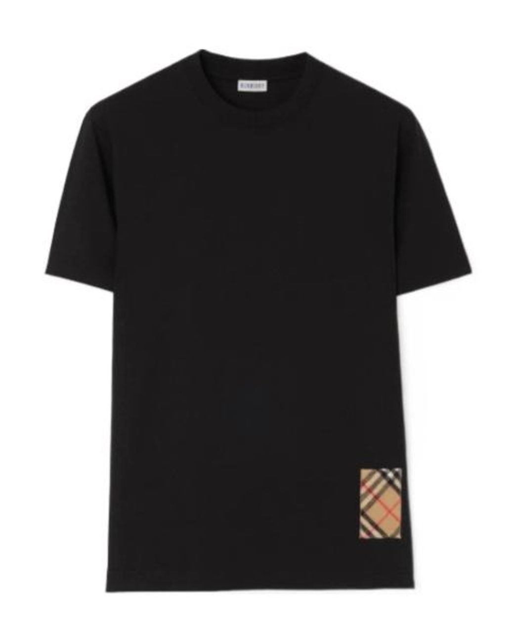 Burberry Black Cotton Check-Patch T-Shirt for men