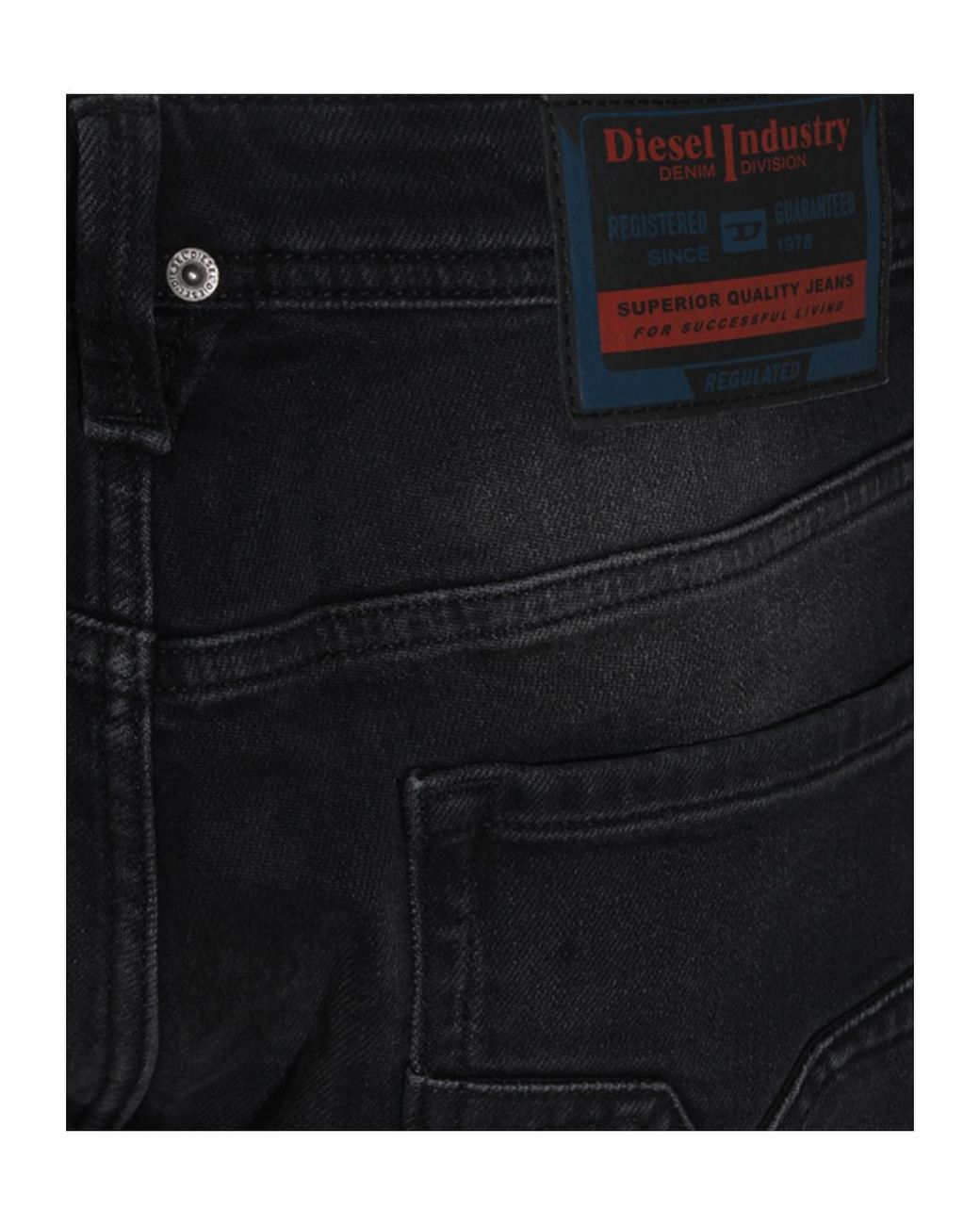 DIESEL Black Logo Patch Straight-Leg Skinny Jeans for men