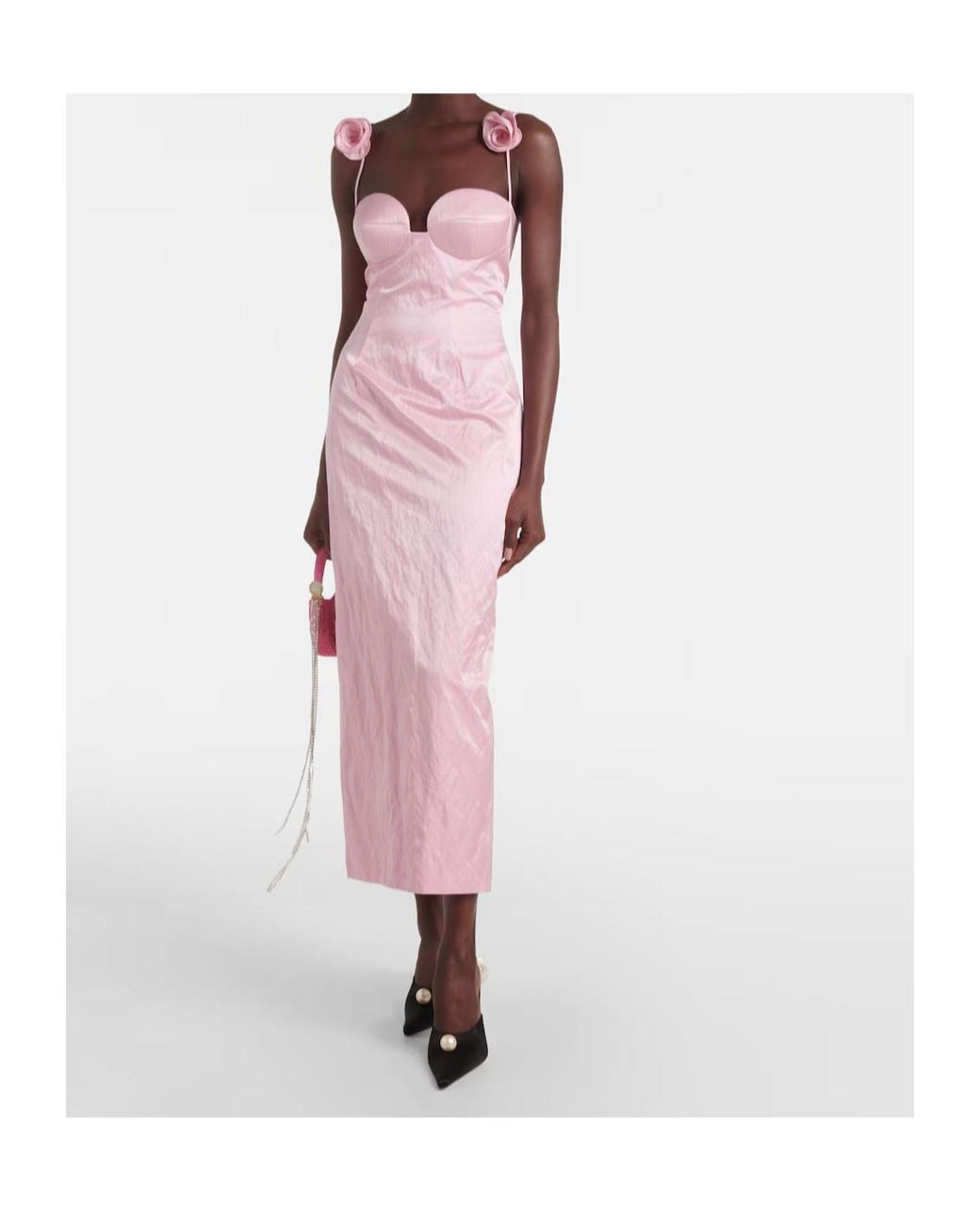 Magda Butrym Pink Floral-Applique Cotton-Blend Bustier Dress
